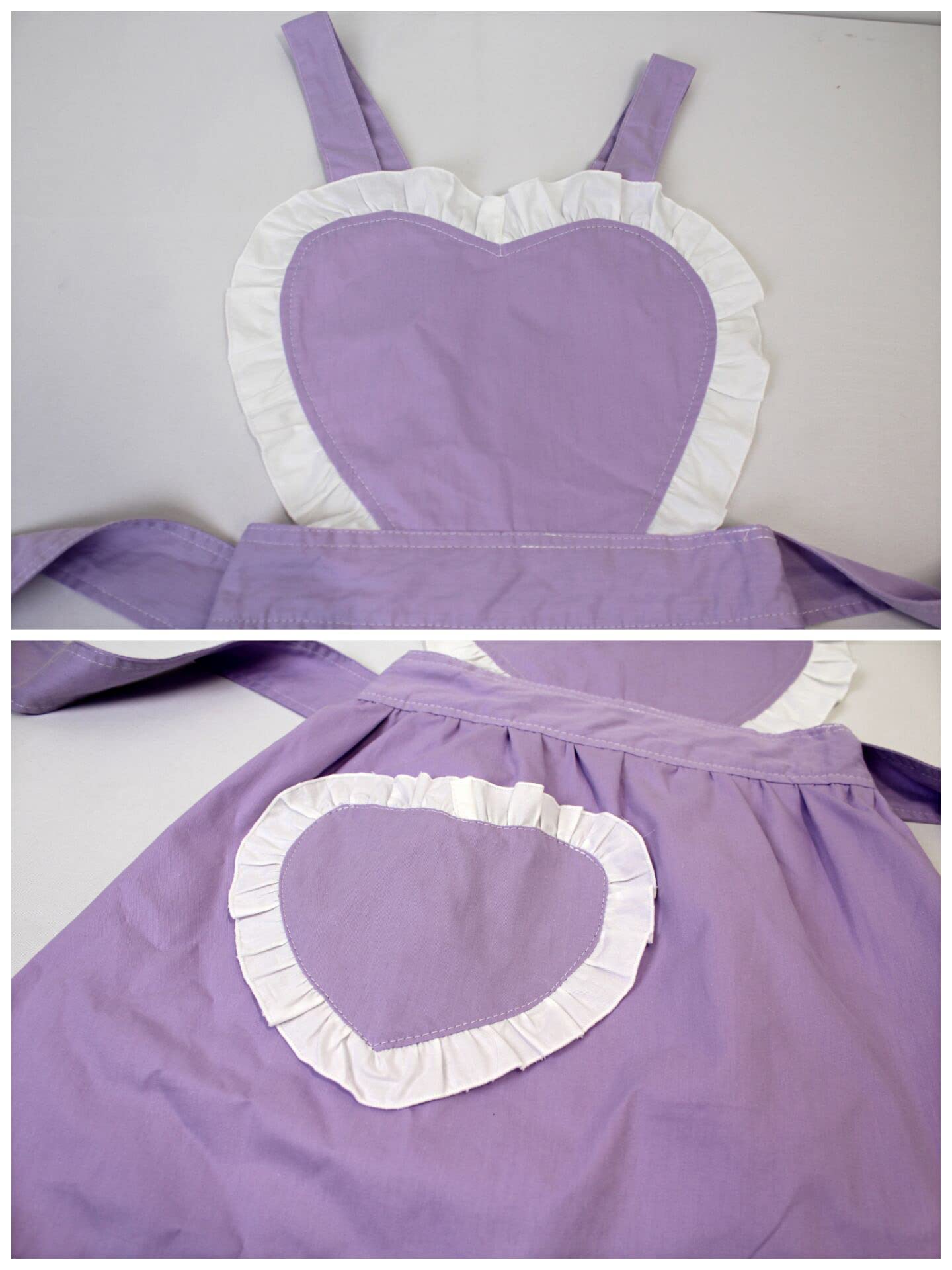 Cute Women's Apron Heart Pocket Lace Edge Cosplay Maid Dressing Apron Backless