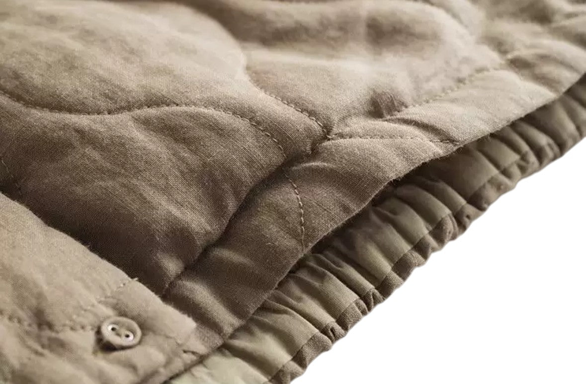 Ramie Quilted Jacket Women Linen Padded Coat Autumn Loose Fit Calm Outerwear