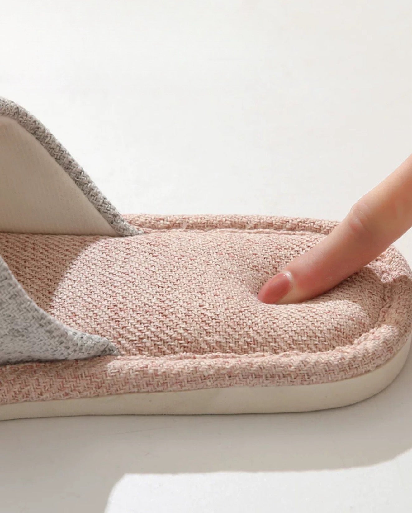 Cute Bear Embroidered Linen Indoor Slippers for Women Soft Anti-Slip Couple House Slides