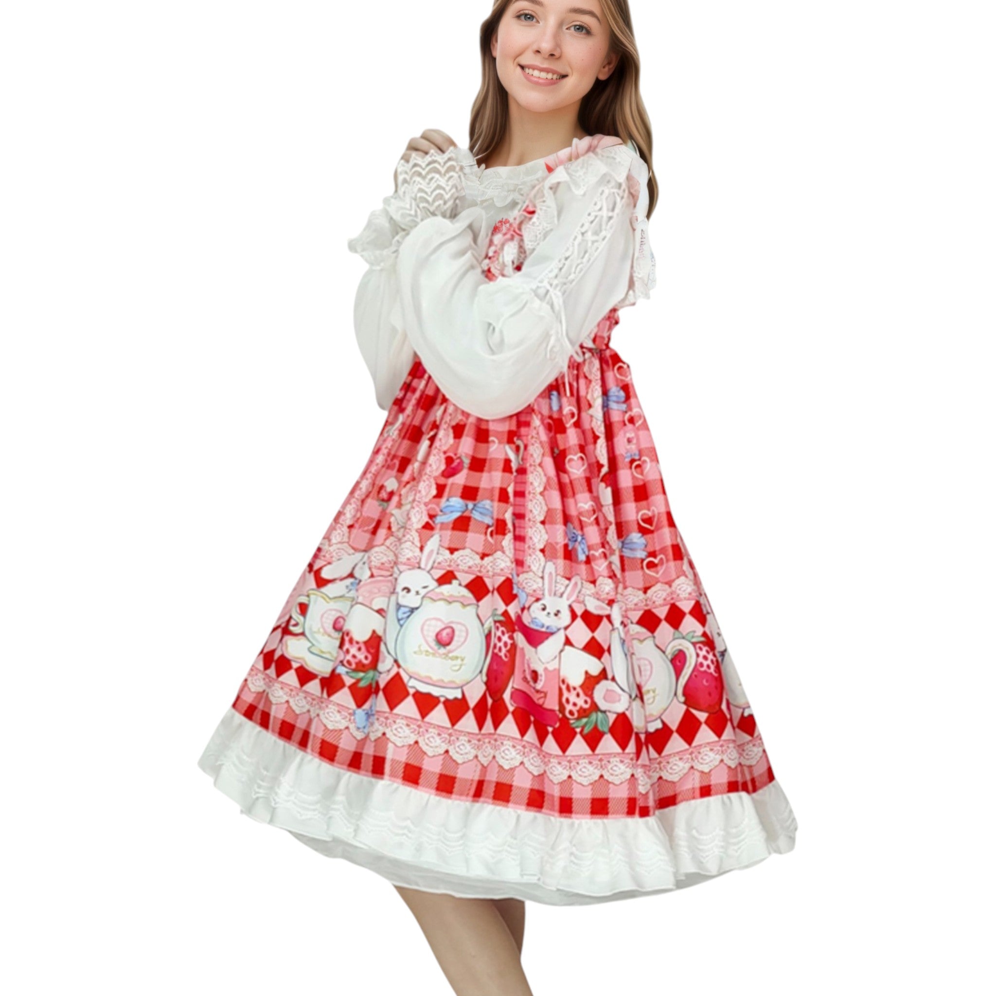 Women Girls Lolita Dress Lace Ruffle Frill Pleat Japanese Lovely Kawaii Cosplay Sweetheart Style