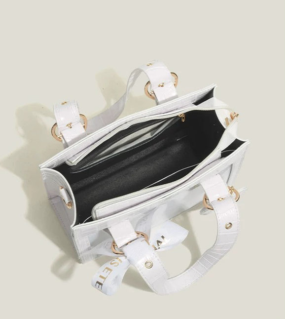 Kawaii Ita Bag with Heart Charms Croc Pattern PU Leather Anime Pin Display Shoulder Tote