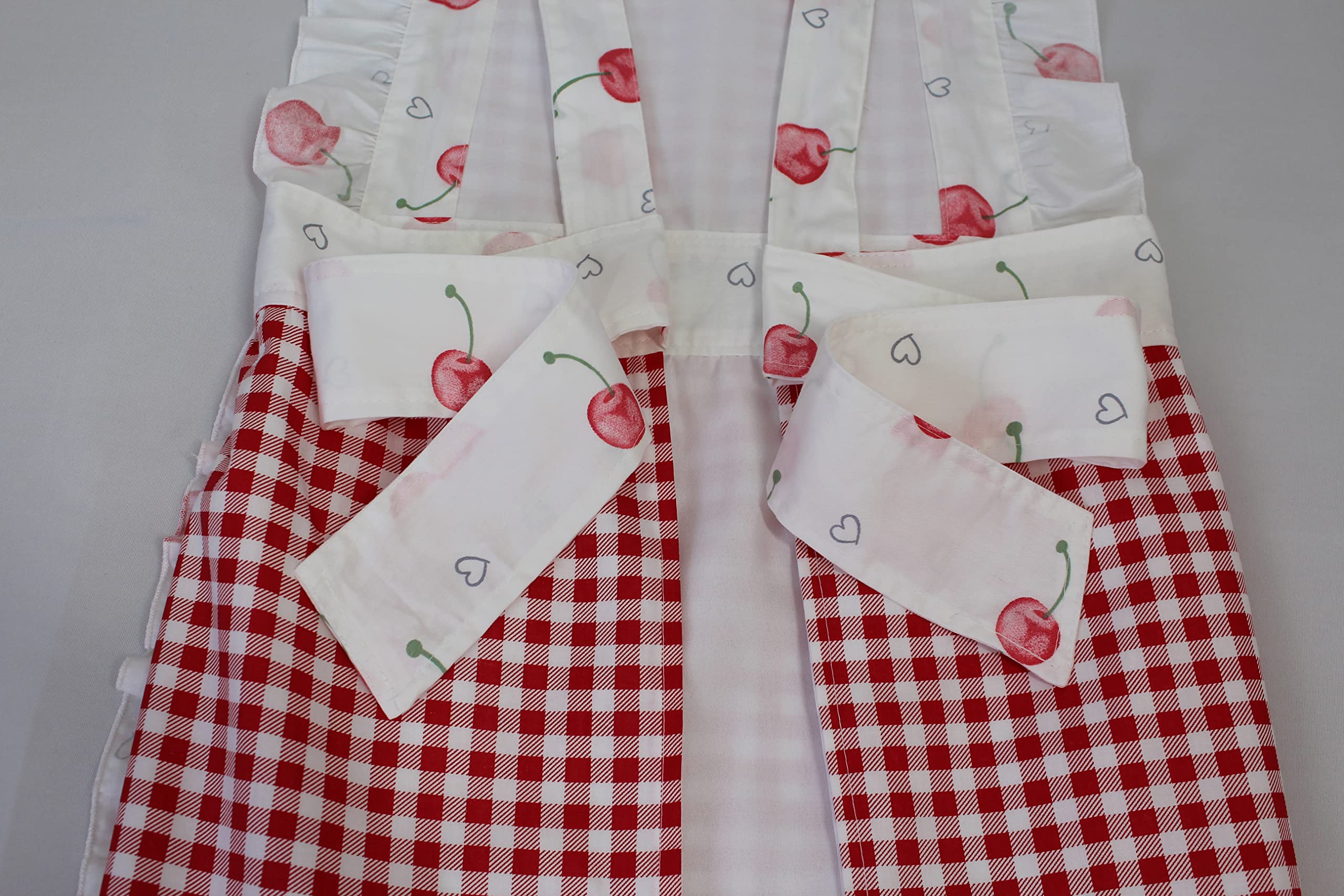 Cute Tartan Apron For Women Cooking Adjustable Kawaii Cosplay Maid Red Lattice