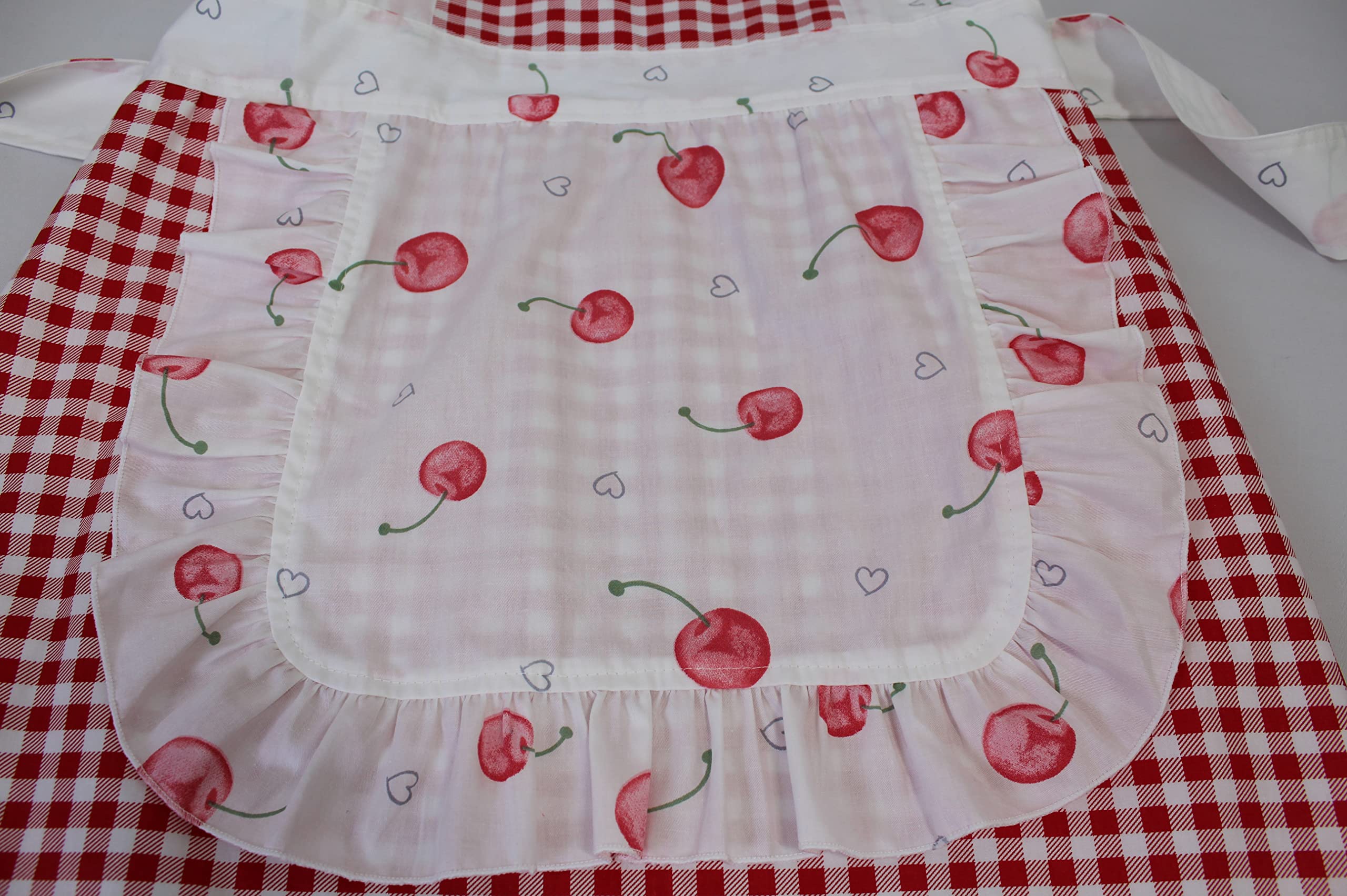 Cute Tartan Apron For Women Cooking Adjustable Kawaii Cosplay Maid Red Lattice