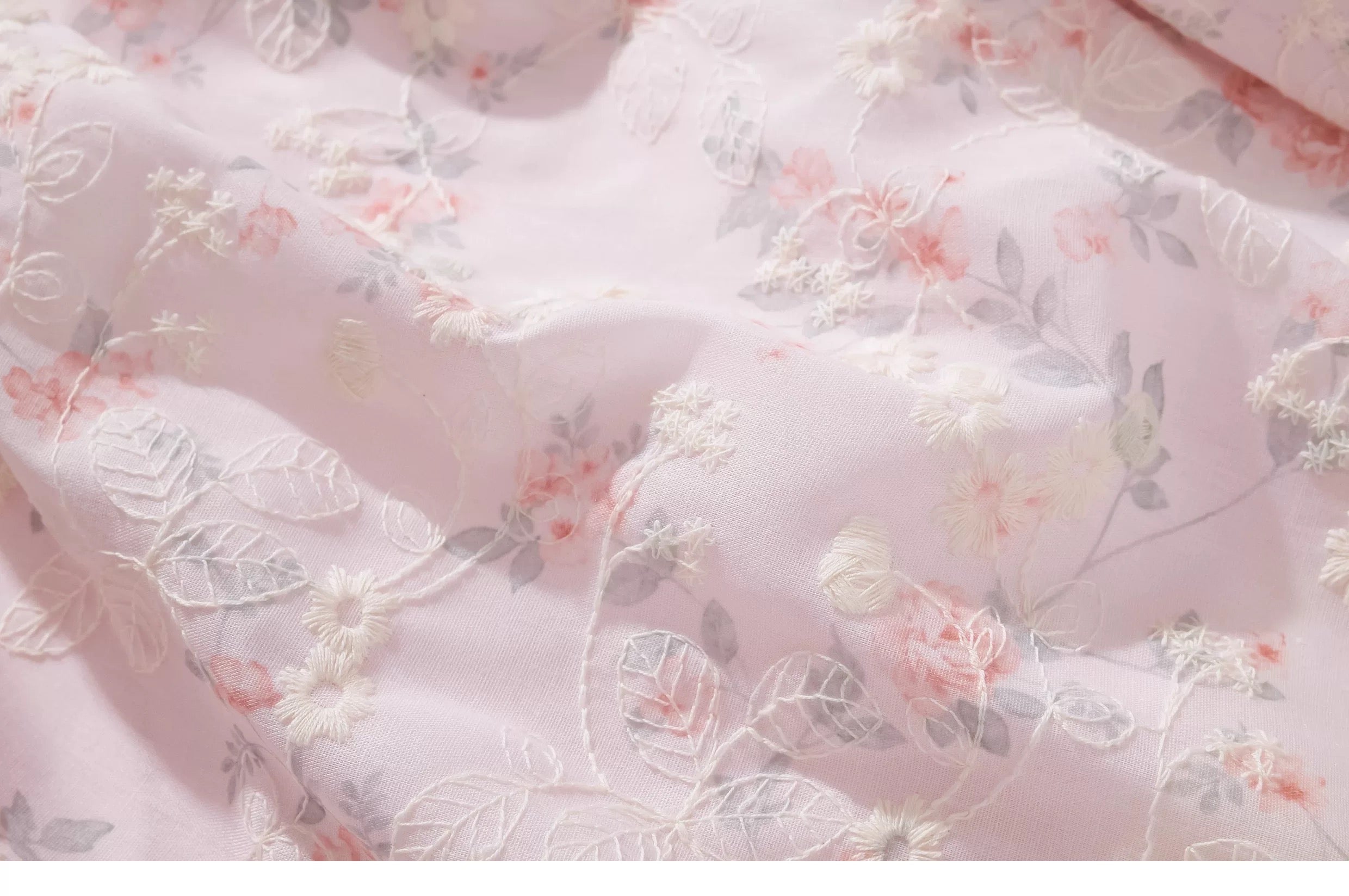 Sweet Floral Embroidered Ruffle Dress Summer Princess Puff Sleeve Tiered Cake Dress with Smocked Back