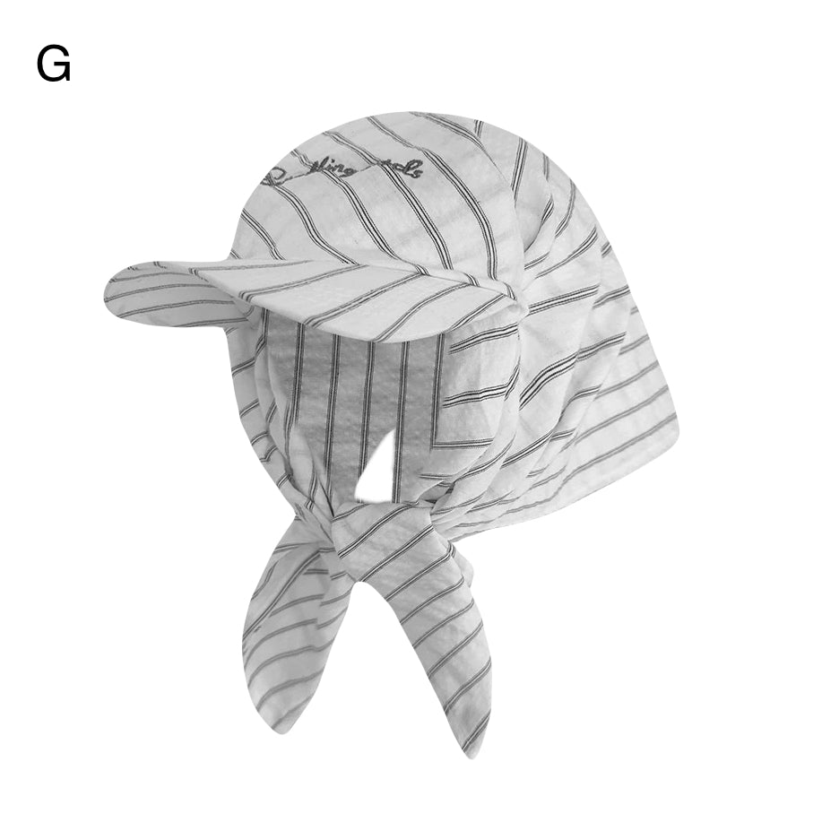 Chic Scarf-Tie Peaked Cap Plaid & Striped Streetwear Hat with Back Ribbon Wrap