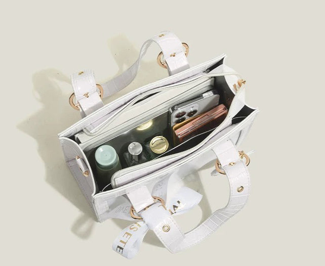 Kawaii Ita Bag with Heart Charms Croc Pattern PU Leather Anime Pin Display Shoulder Tote