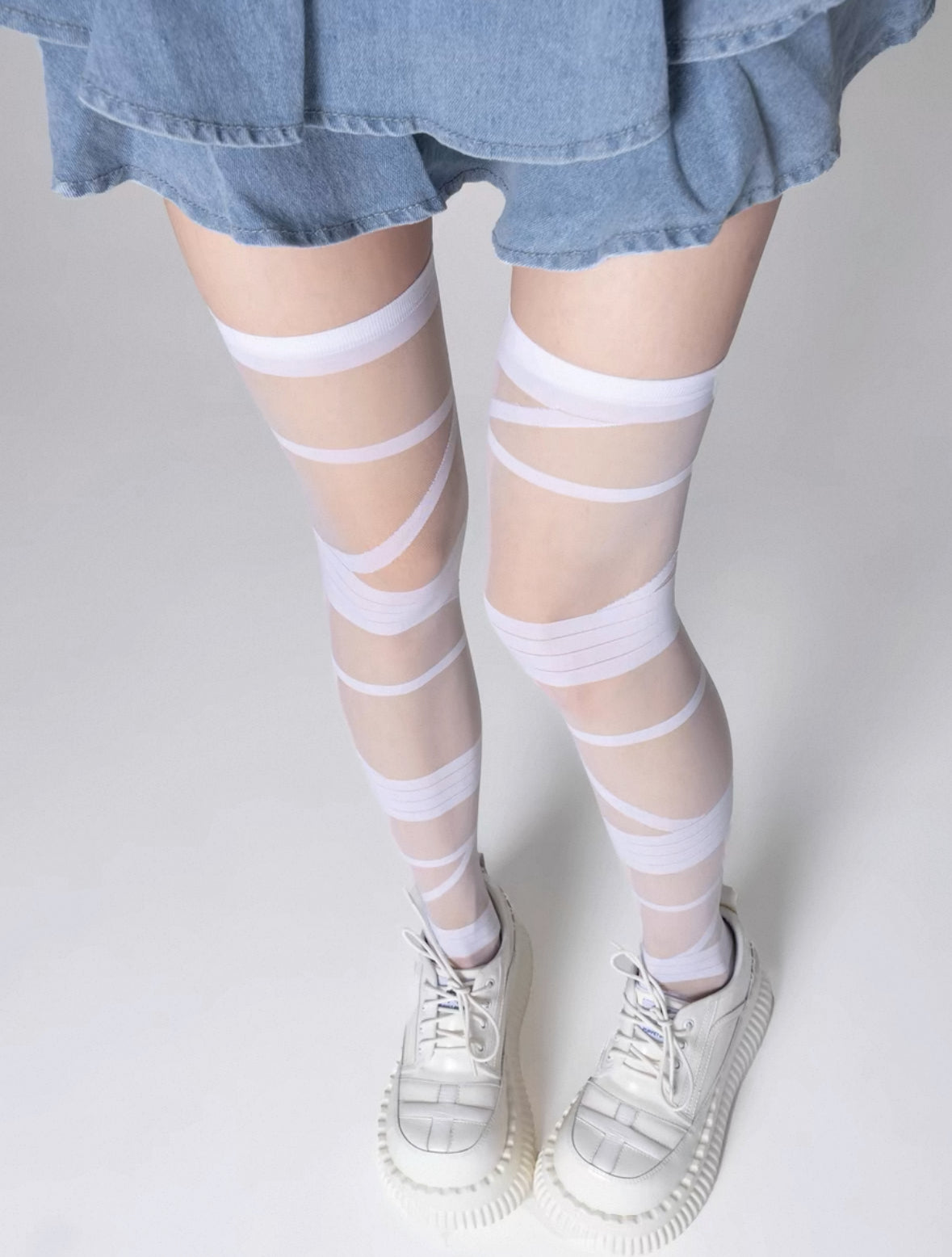 Gothic Bandage Tights for Women Y2K Punk Thigh High Stockings Charming Over Knee Socks