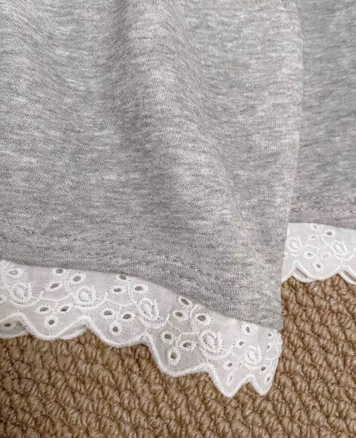 Model wearing high waist wide leg casual shorts with lace trim Loose Fit Short for Lady