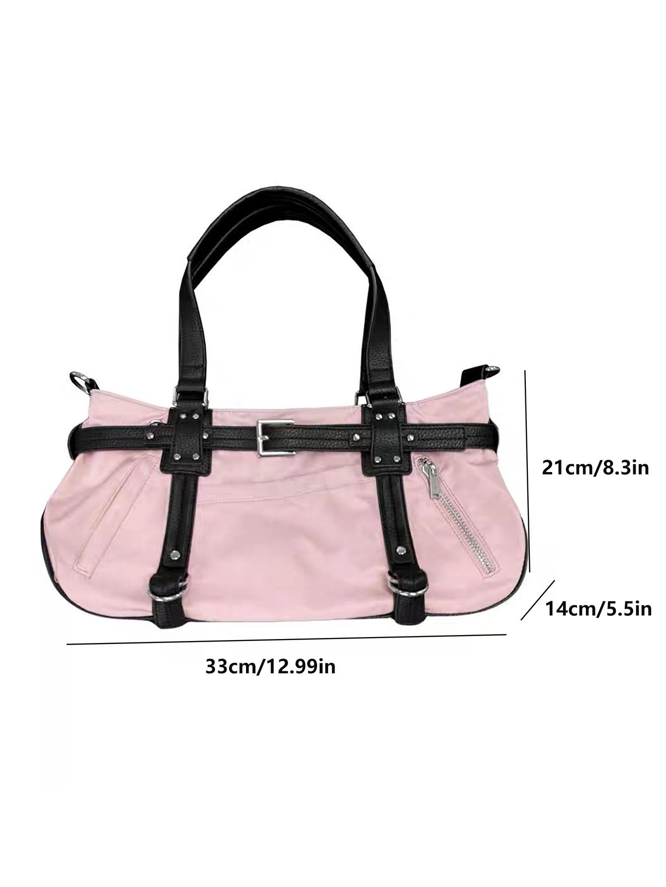 Punk Style Large Capacity Women's Gym Bag Bow Accent Shoulder Handbag Nylon Tote