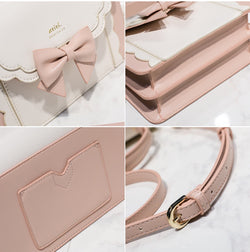 Sweet Lolita Bow Accordion Satchel Cute PU Leather Shoulder & Crossbody Bag