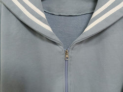 Harajuku Bat Sleeve Navy Sailor Collar Hooded Jacket For Girls With Zipper Loose Style Coat