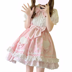 new fashion cosplay lolita skirt posing against a white background