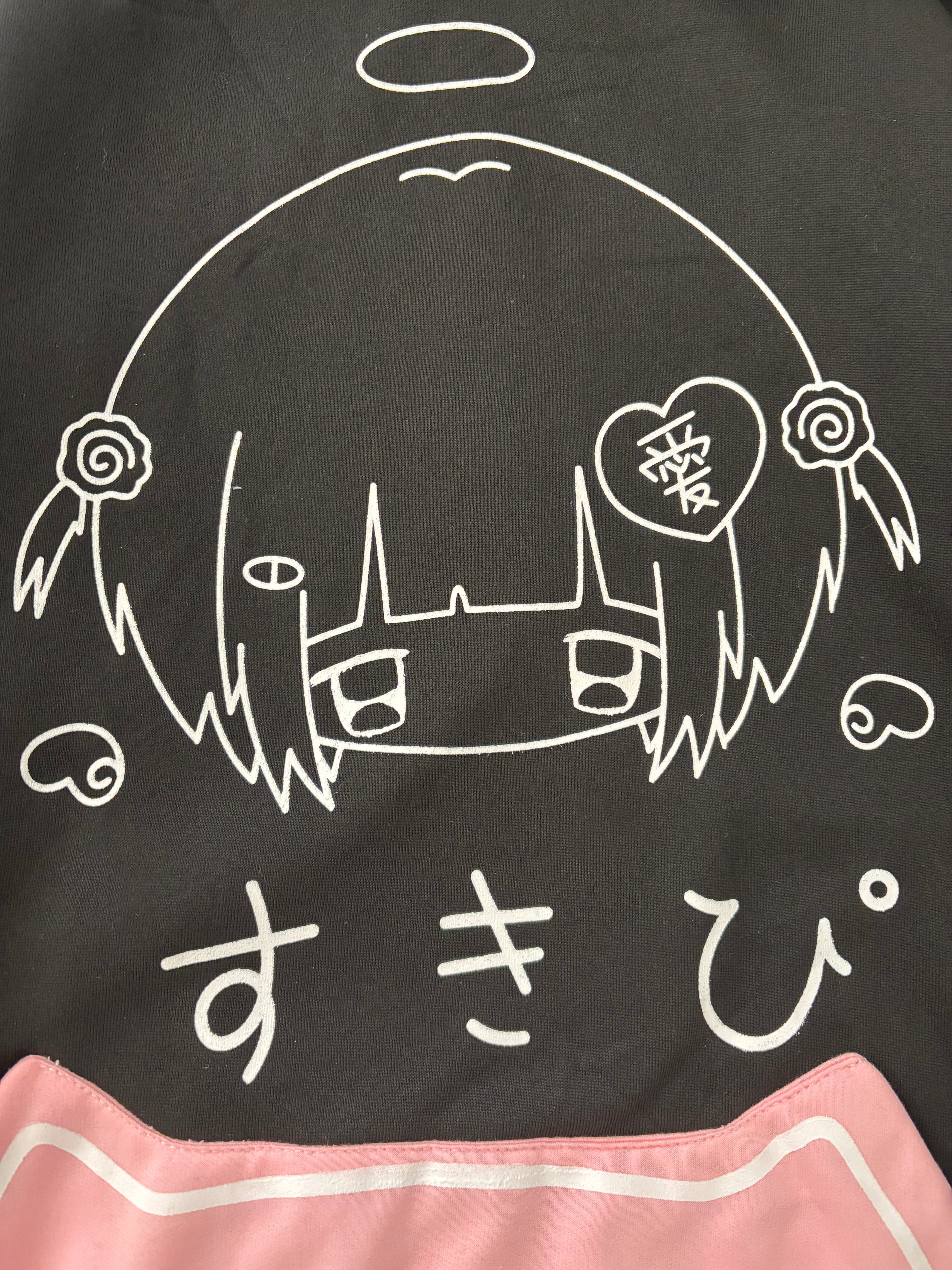 Y2K black cat cute fleece hoodie for women