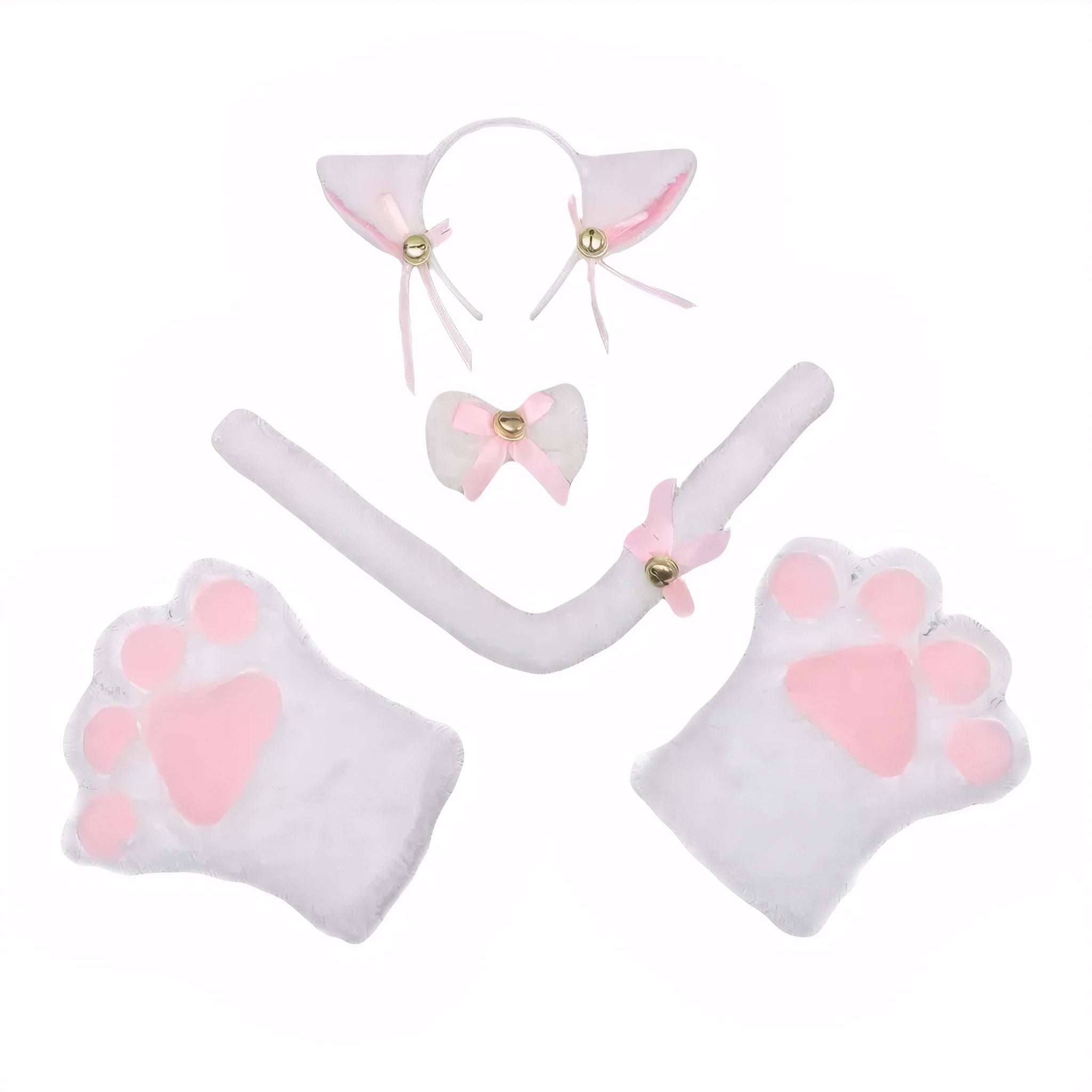 White and pink kawaii cat costume accessories for cosplay