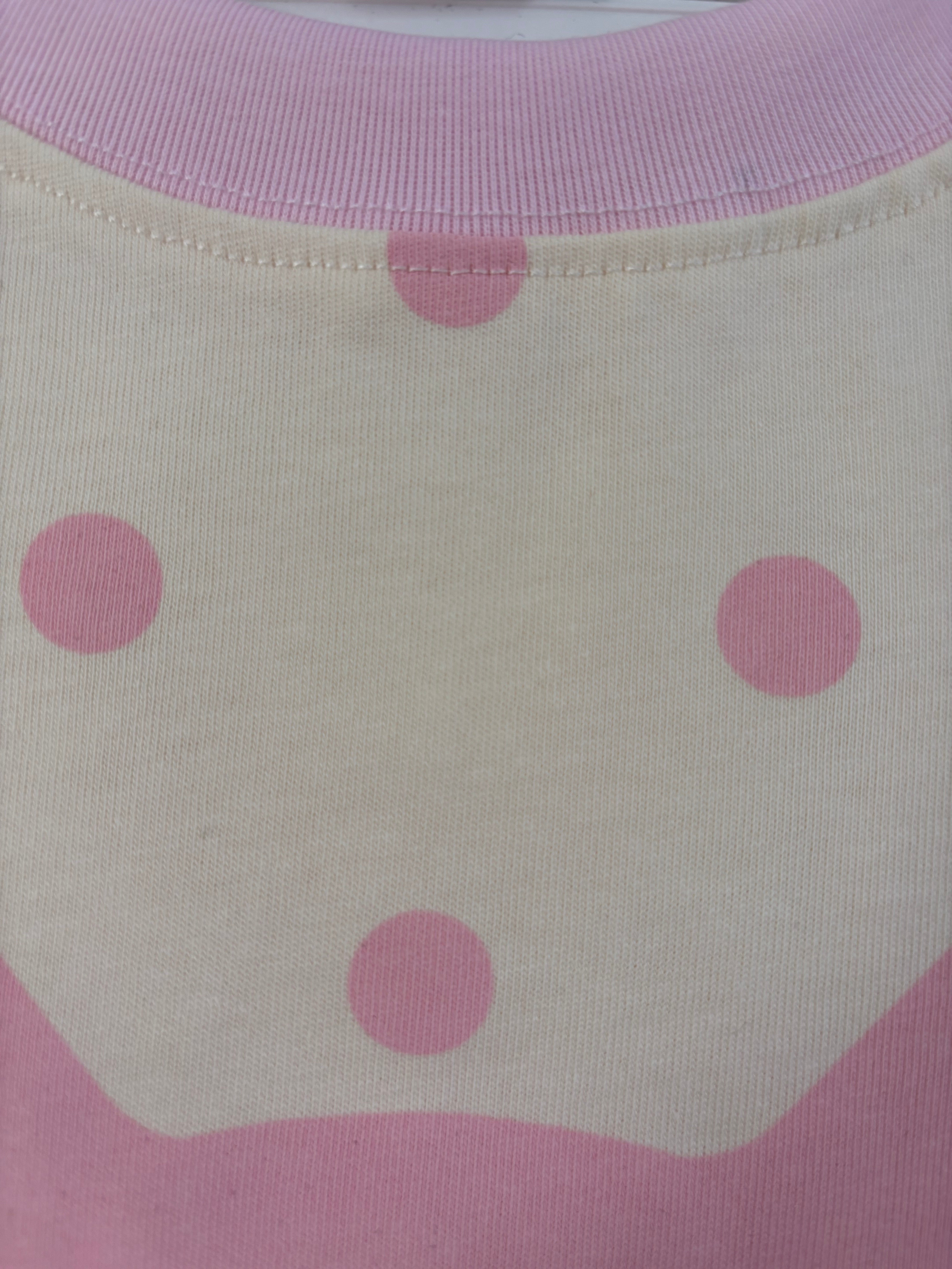 Cream kitty dots cotton T-shirt