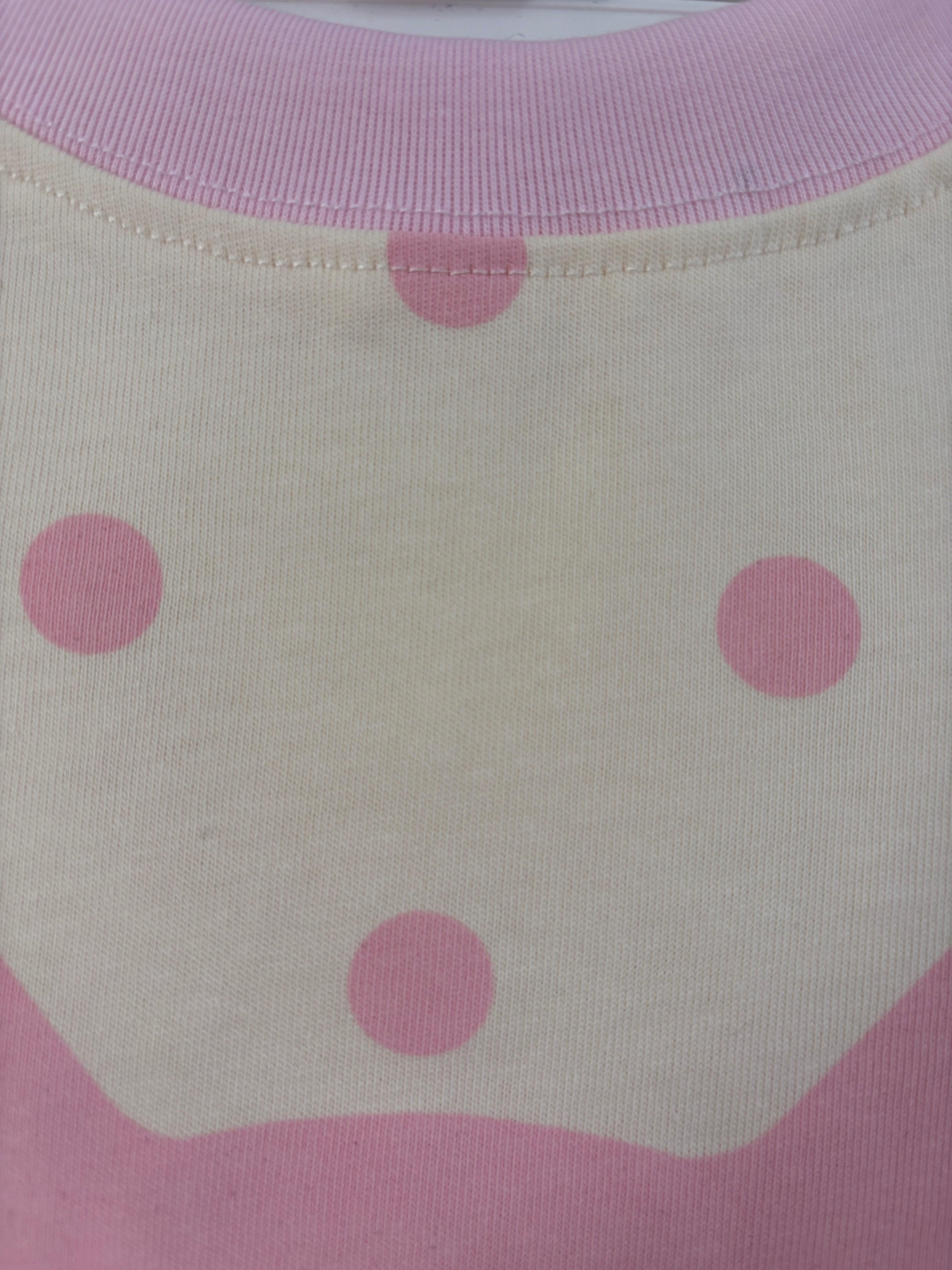 Cream kitty dots cotton T-shirt