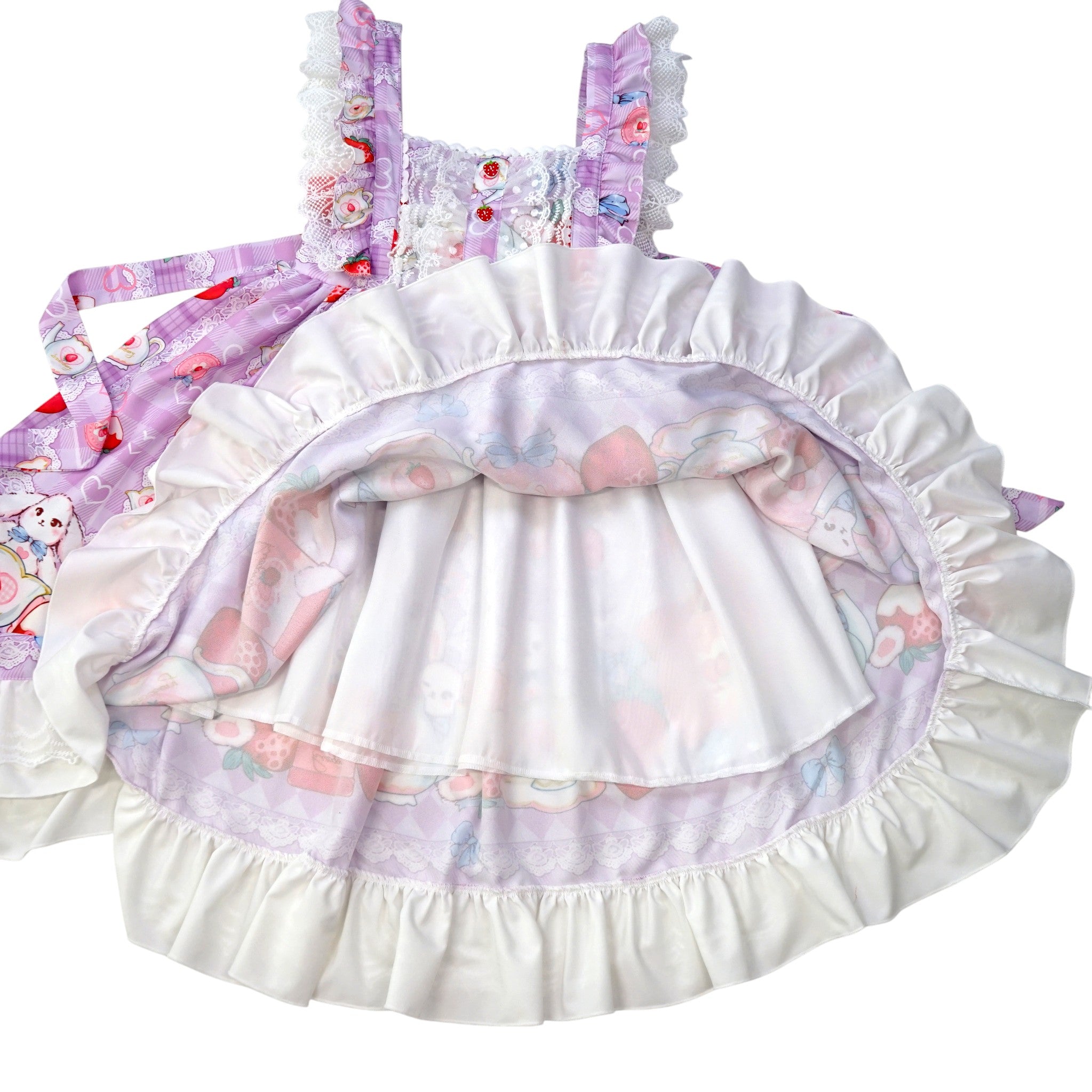 Women Girls Lolita Dress Lace Ruffle Frill Pleat Japanese Lovely Kawaii Cosplay Sweetheart Style