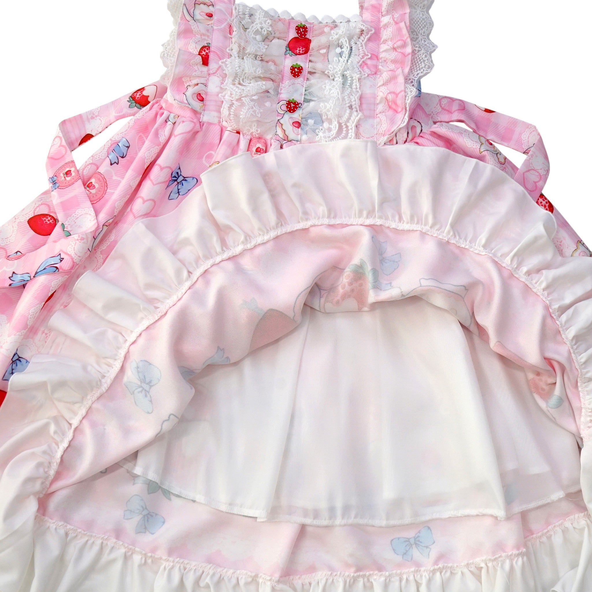 Women Girls Lolita Dress Lace Ruffle Frill Pleat Japanese Lovely Kawaii Cosplay Sweetheart Style
