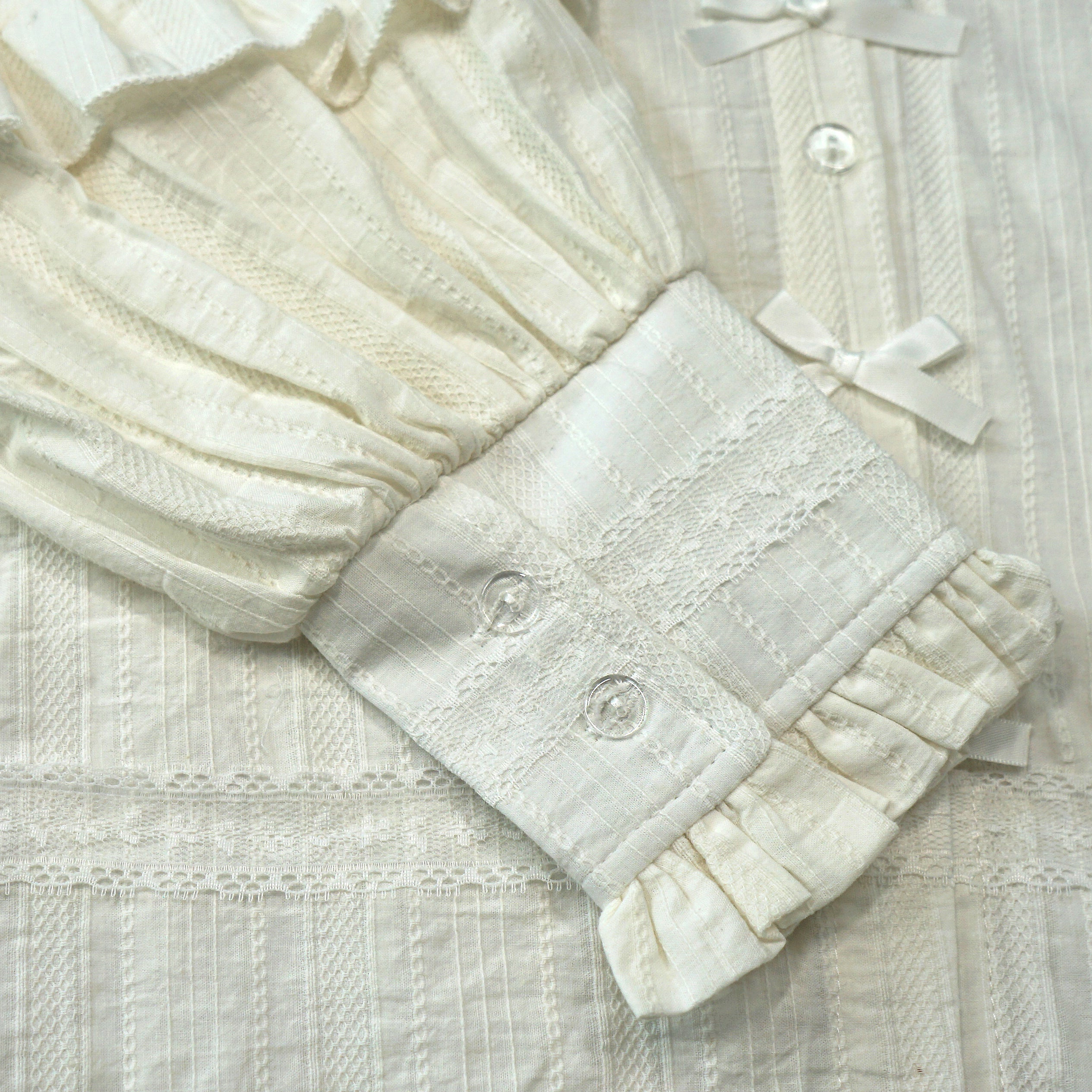 Gothic Lolita Black Blouse with Lace Collar and Bows Vintage Ruffle Long Sleeve Shirt