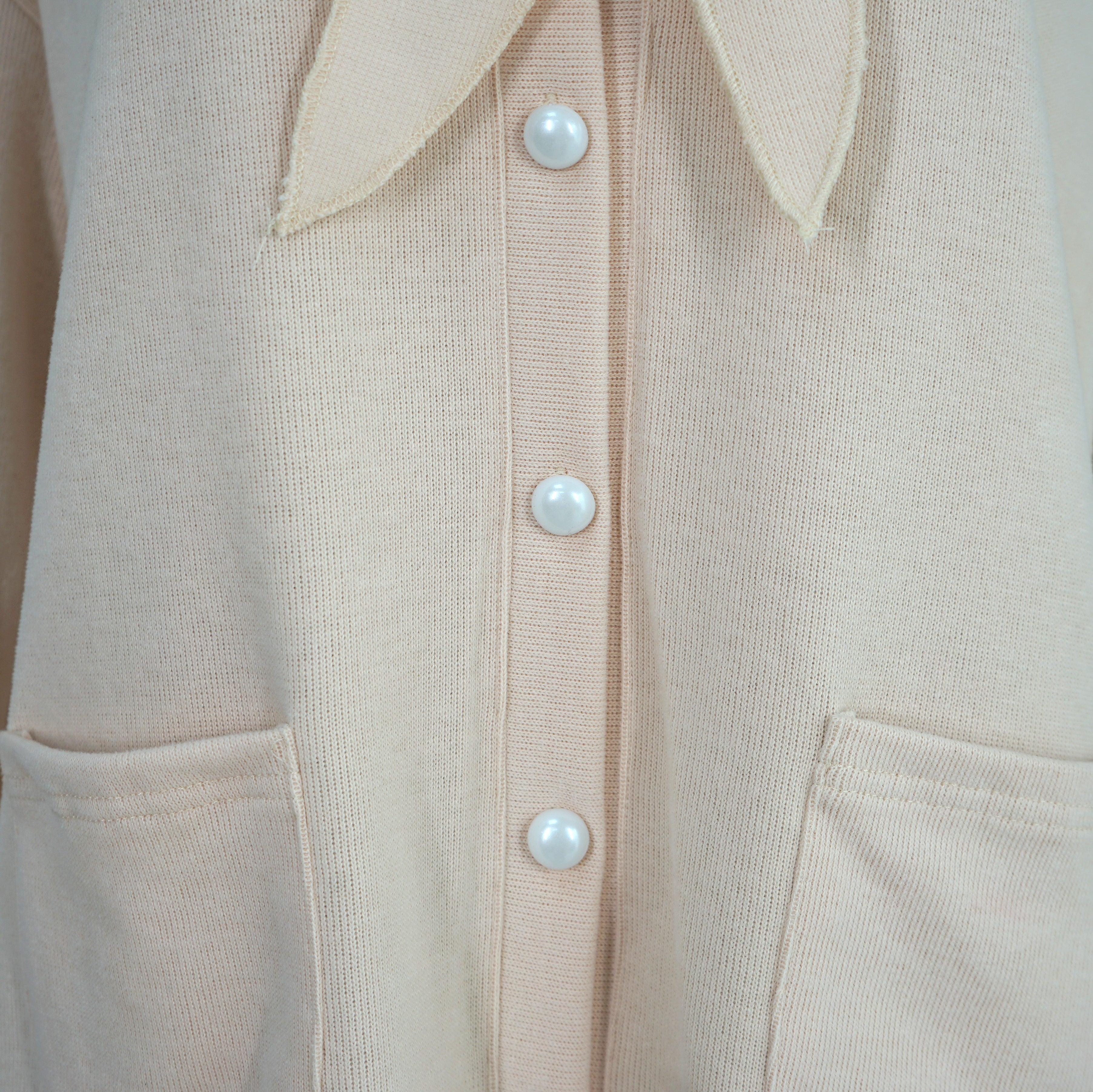 Kawaii Sailor Collar Cardigan Cream Beige Knit Jacket with Ruffle Trim & Bow Tie