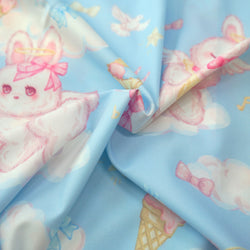 Kawaii Rabbit Angel Print Shirt Pastel Short Sleeve Blouse for Girls Harajuku J-Fashion