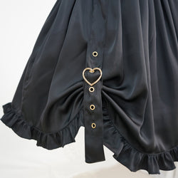 Gothic Heart Buckle Ruffle Mini Skirt Kawaii High Waist Pleated Lolita A-line Skater Skirt for Girls