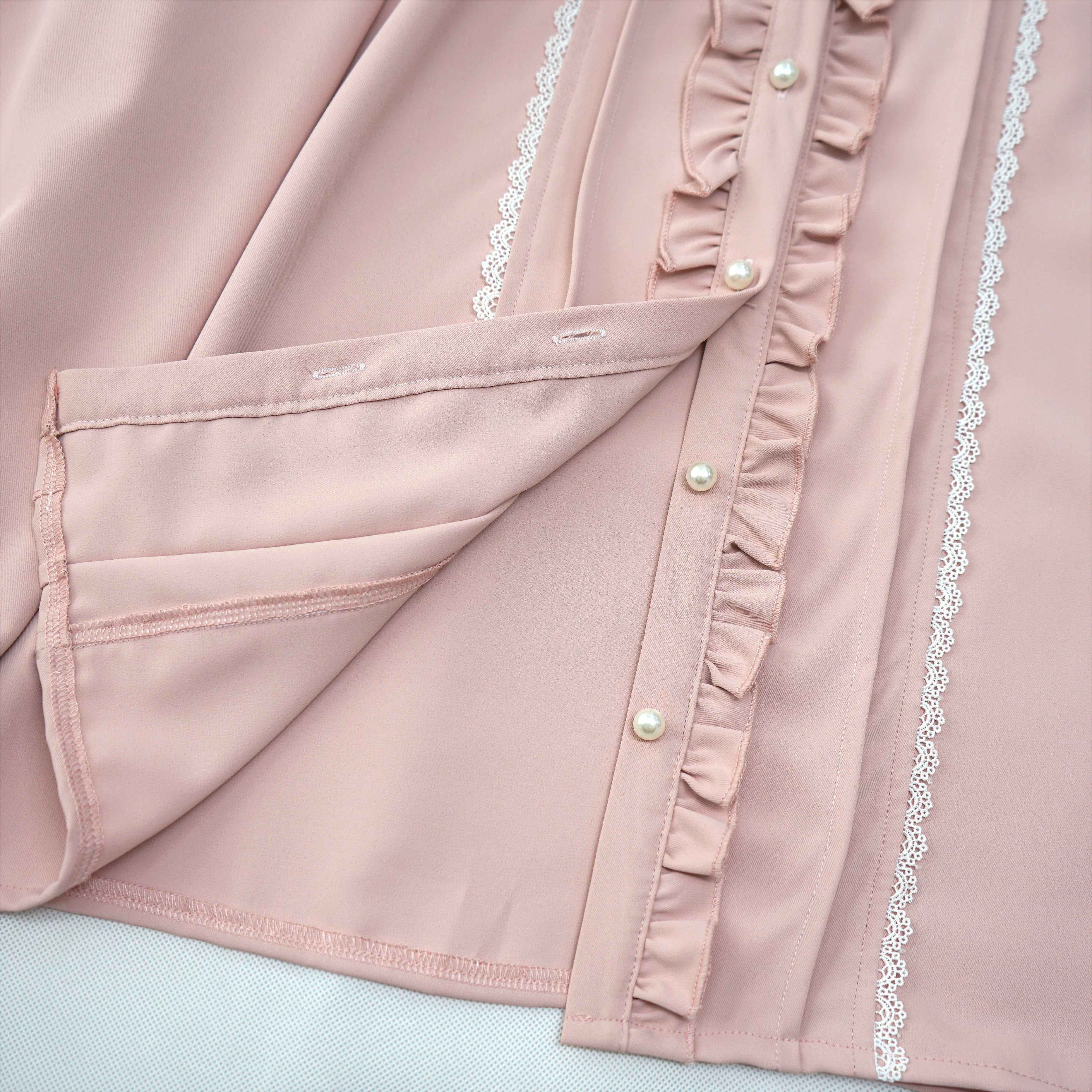 Kawaii Cat Ear Lolita Blouse with Lace Ruffles and Red Ribbon Long Sleeve Doll Collar Top