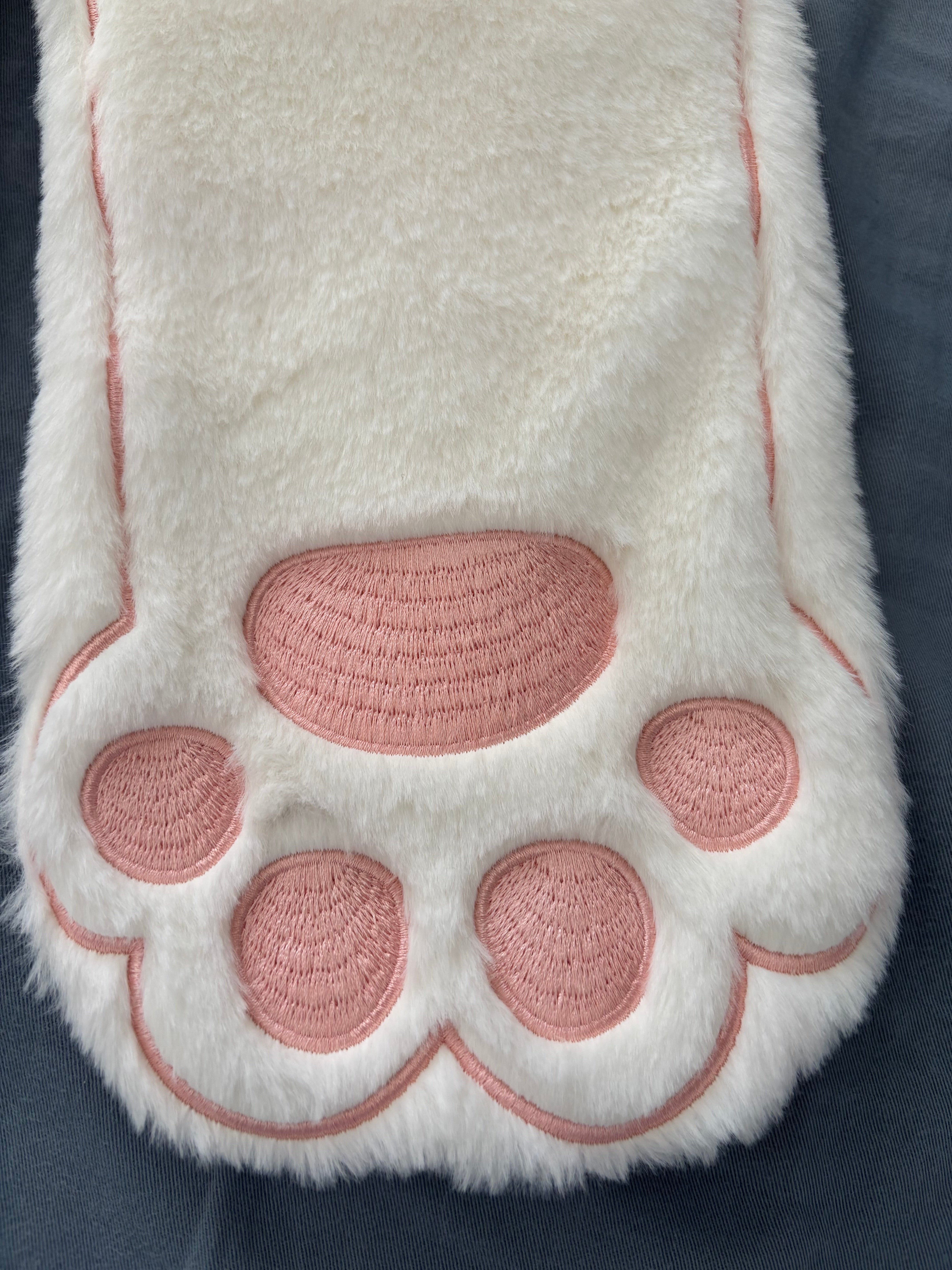 Fluffy cat paws embroidery pocket scarf