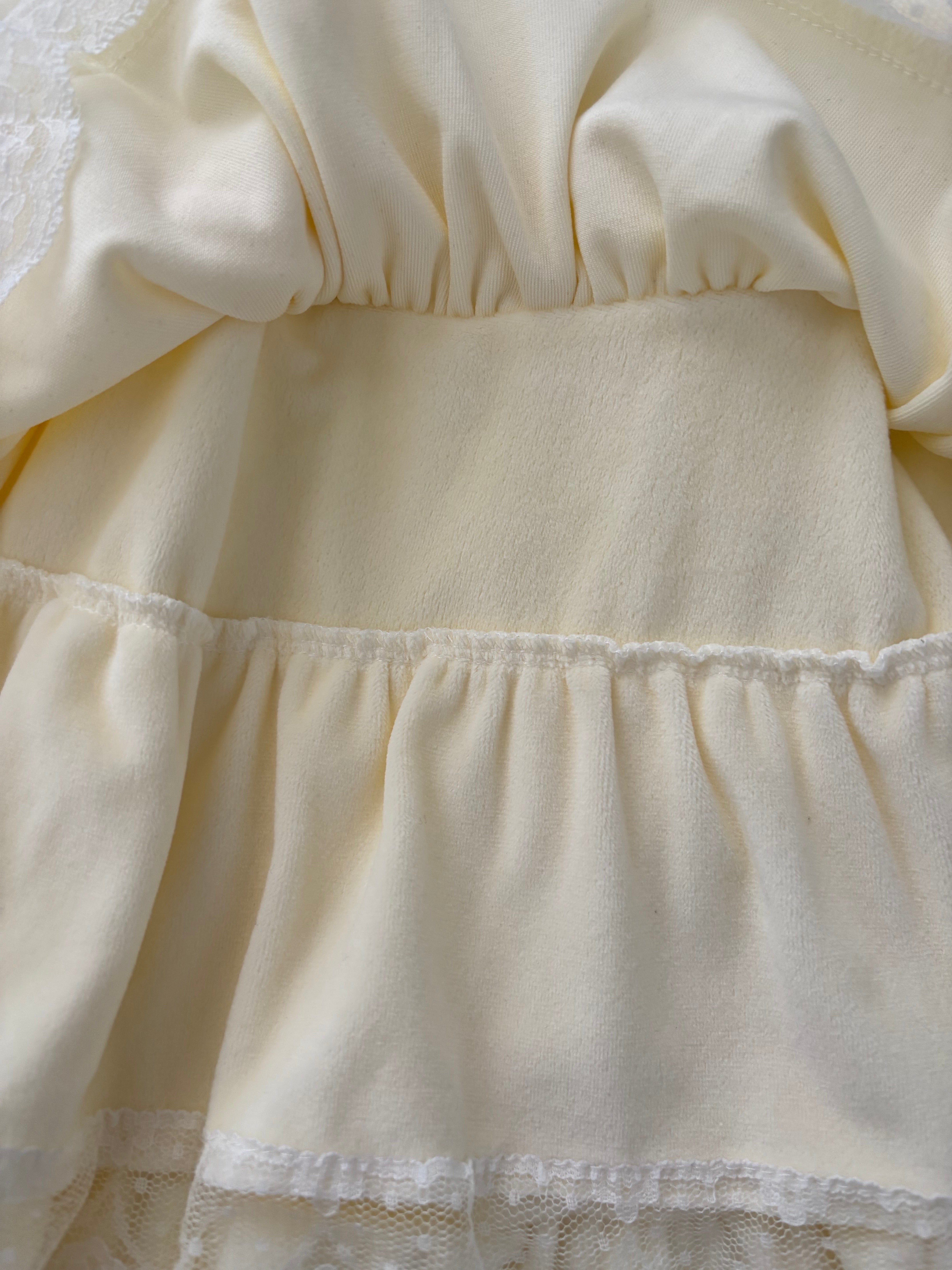 Cream yellow fluffy lace tutu mini skirt with under pants
