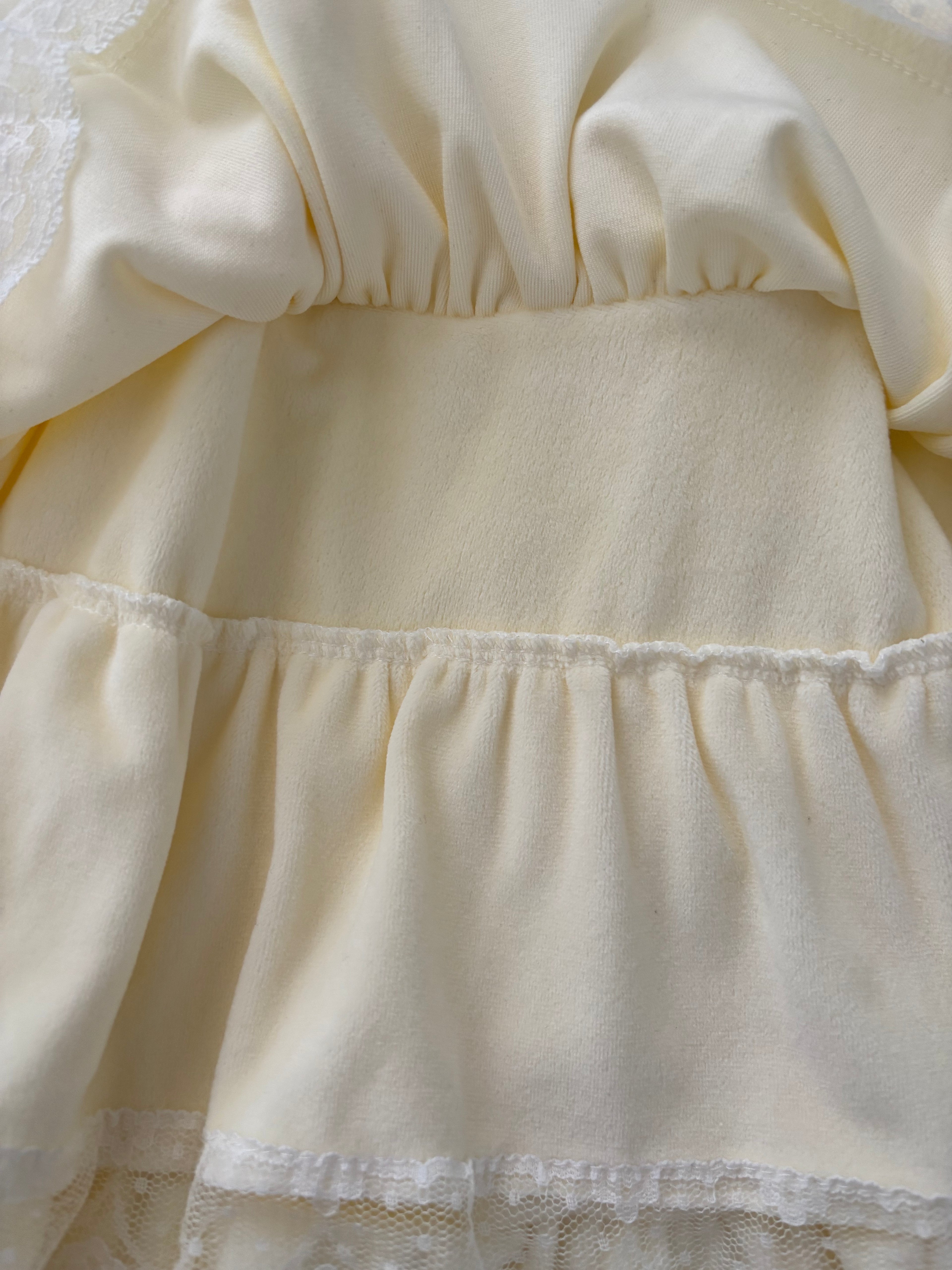 Cream yellow fluffy lace tutu mini skirt with under pants