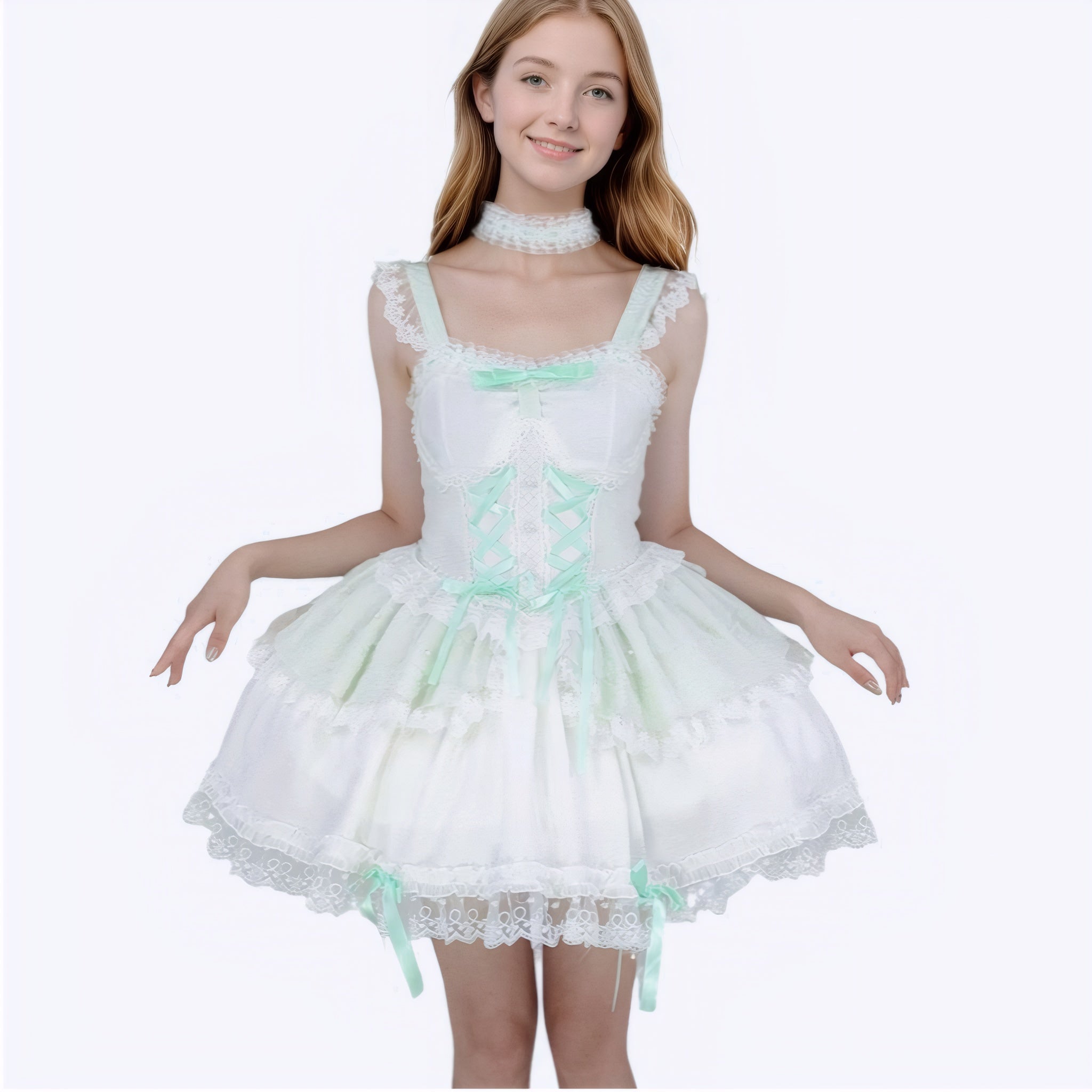 Green Fairy Lolita Style Sleeveless Dress for Tea Party & Cosplay