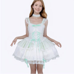 Green Fairy Lolita Style Sleeveless Dress for Tea Party & Cosplay