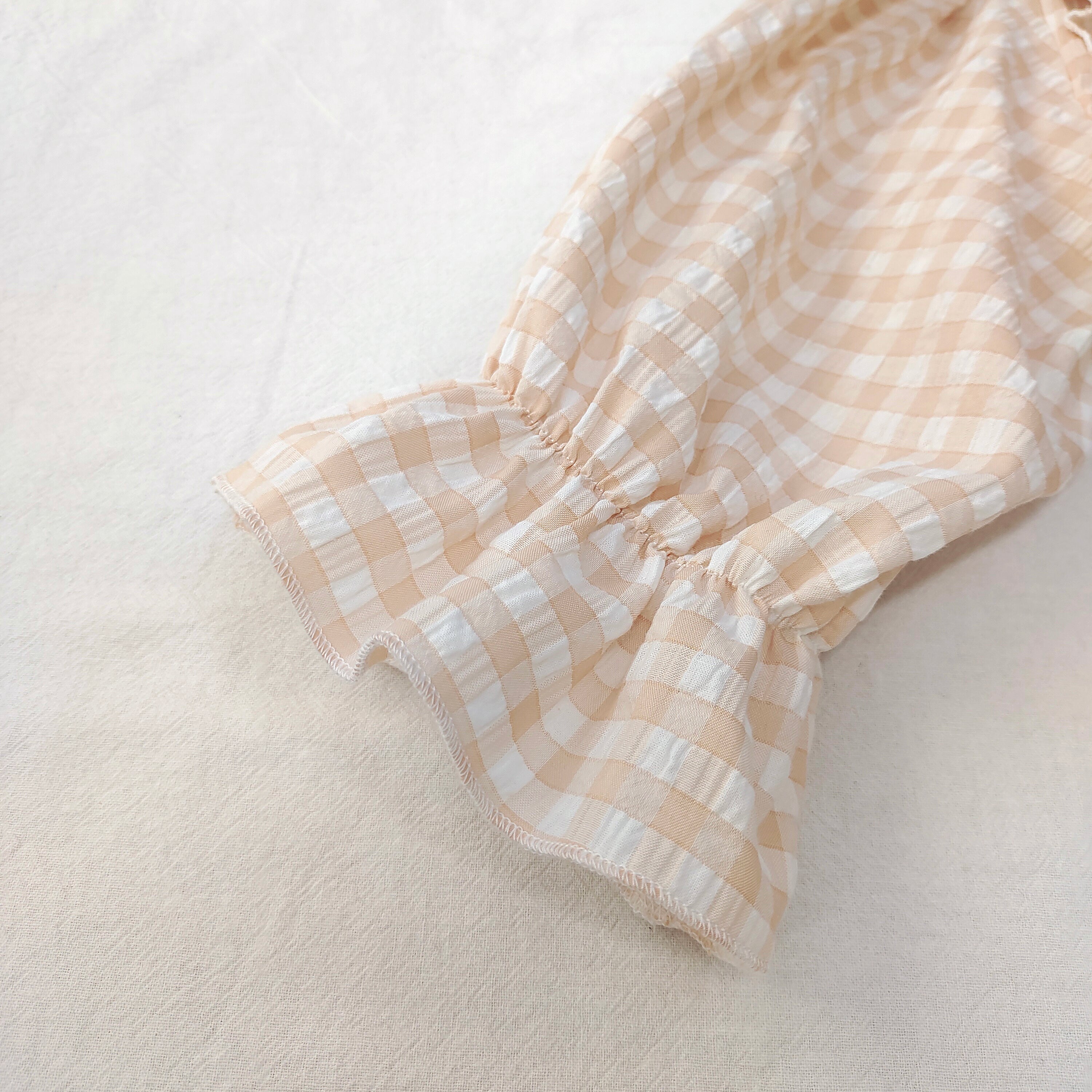 Jfashion Gingham Puff Sleeve Dress Japanese Style Sweet Bow Ruffle Party Dress for Teens