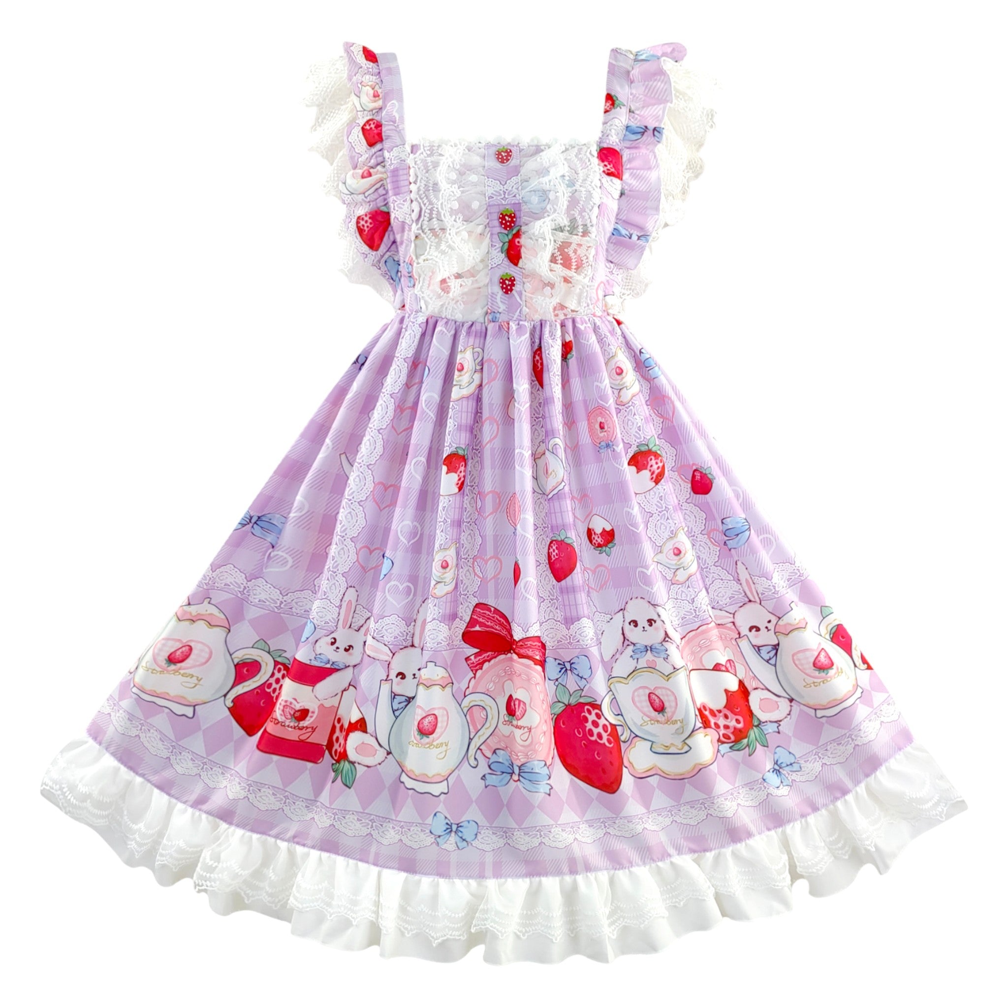 Women Girls Lolita Dress Lace Ruffle Frill Pleat Japanese Lovely Kawaii Cosplay Sweetheart Style
