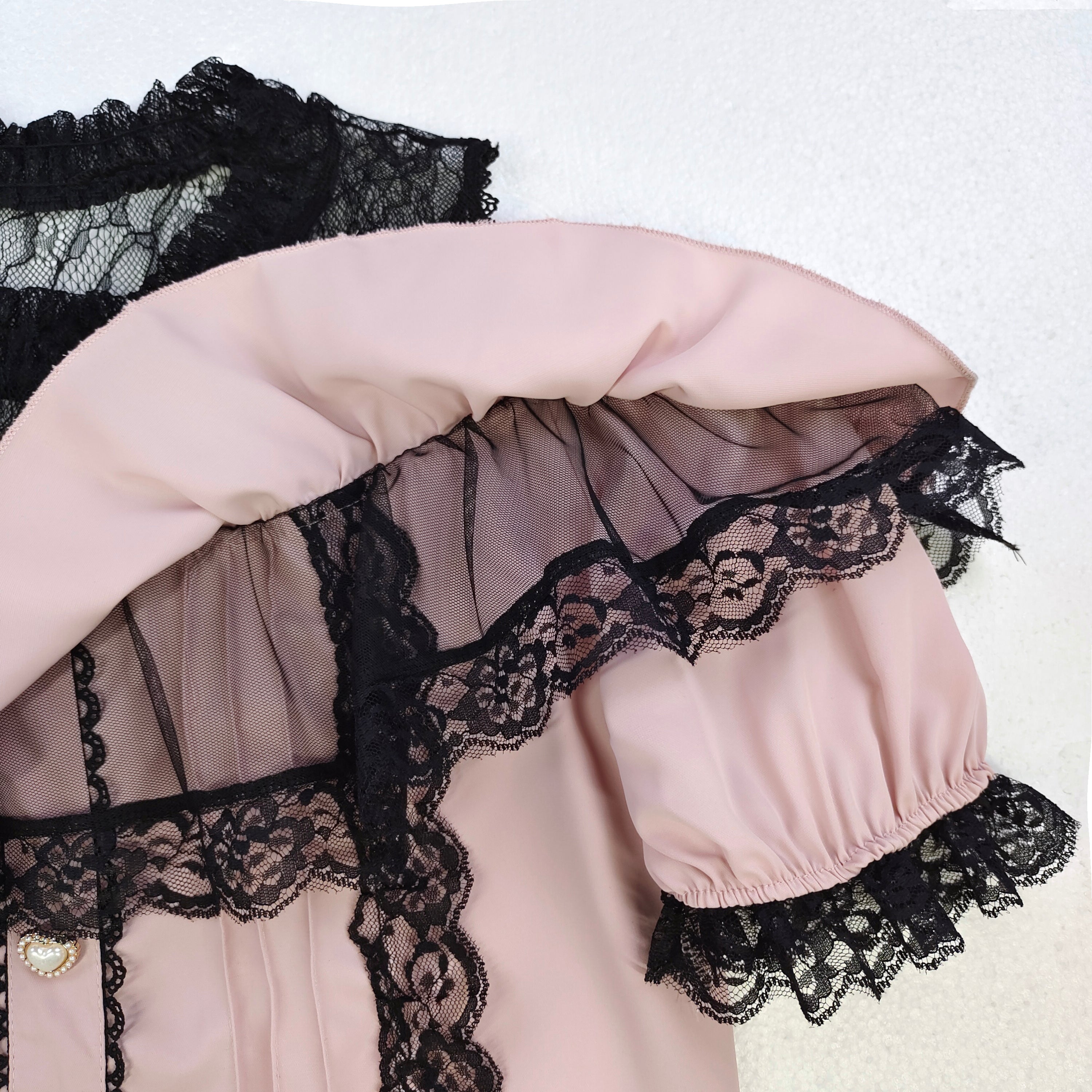 Y2K black lace lotus pink off-shoulder silky tank top