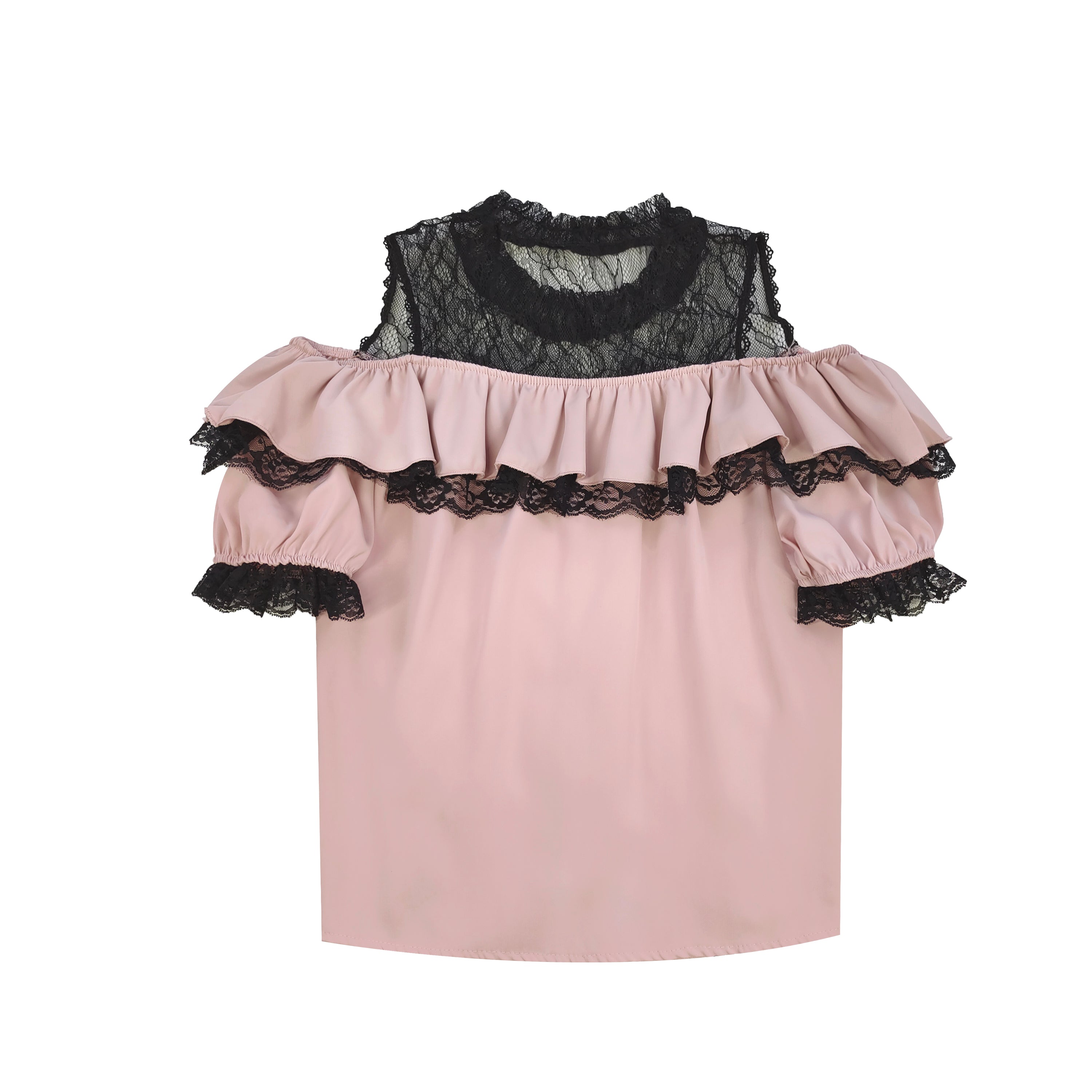 Sweet Lolita Lace Off-Shoulder Blouse with Ruffle Bow Gothic Cute Top Kawaii Ruffle Shirt