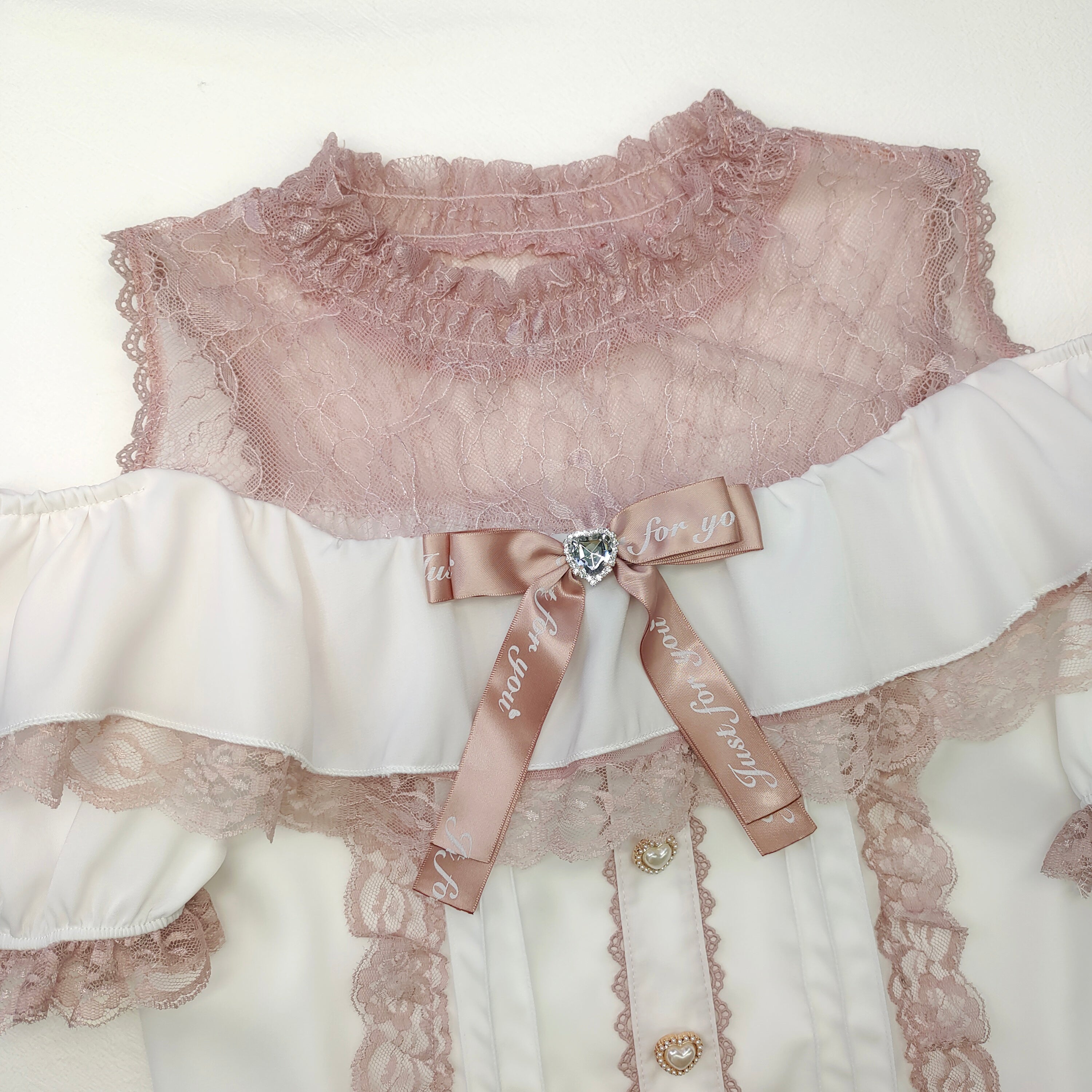 Sweet Lolita Lace Off-Shoulder Blouse with Ruffle Bow Gothic Cute Top Kawaii Ruffle Shirt