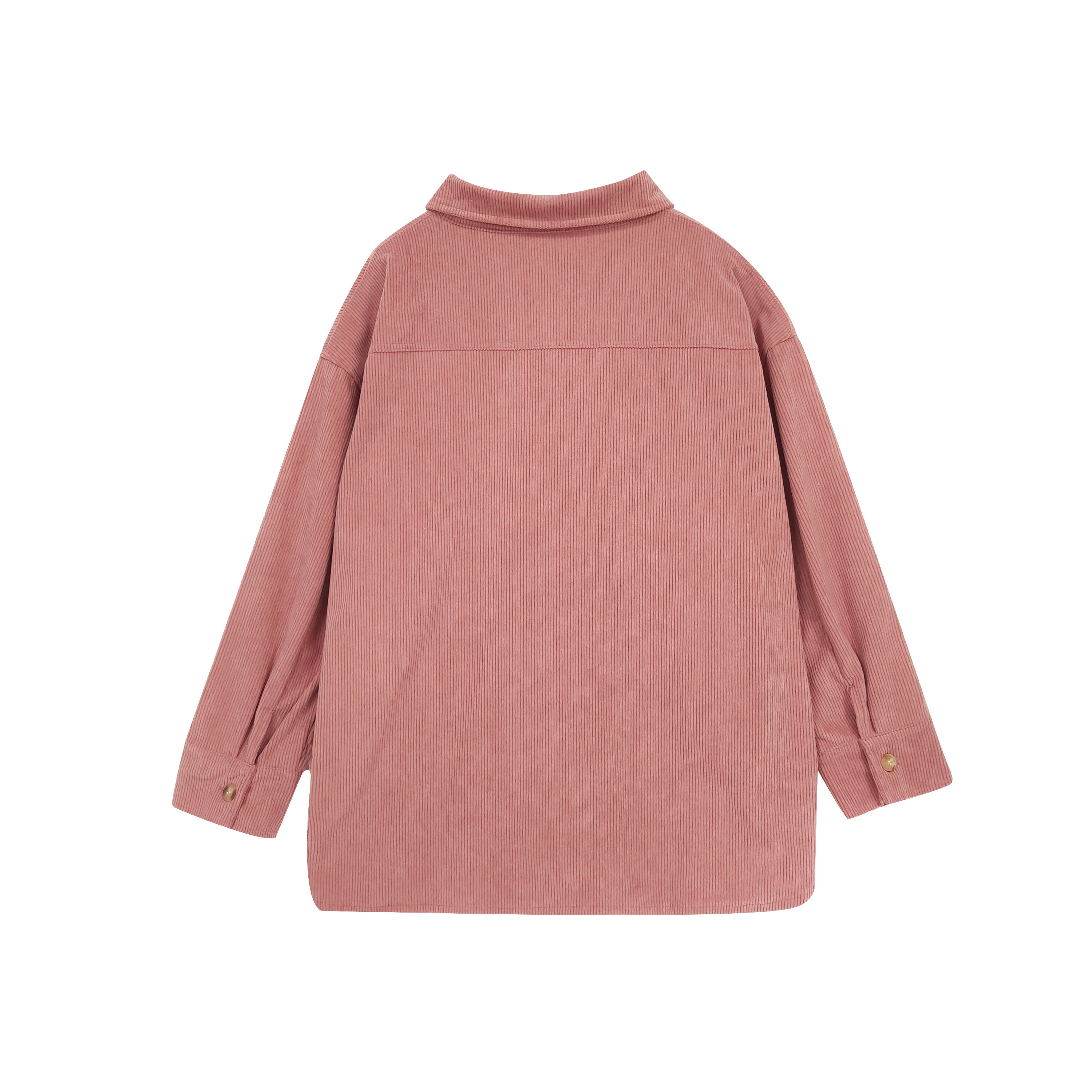 Kawaii Corduroy Button-Up Shirt Women’s Oversized Cartoon Embroidered Jacket Top