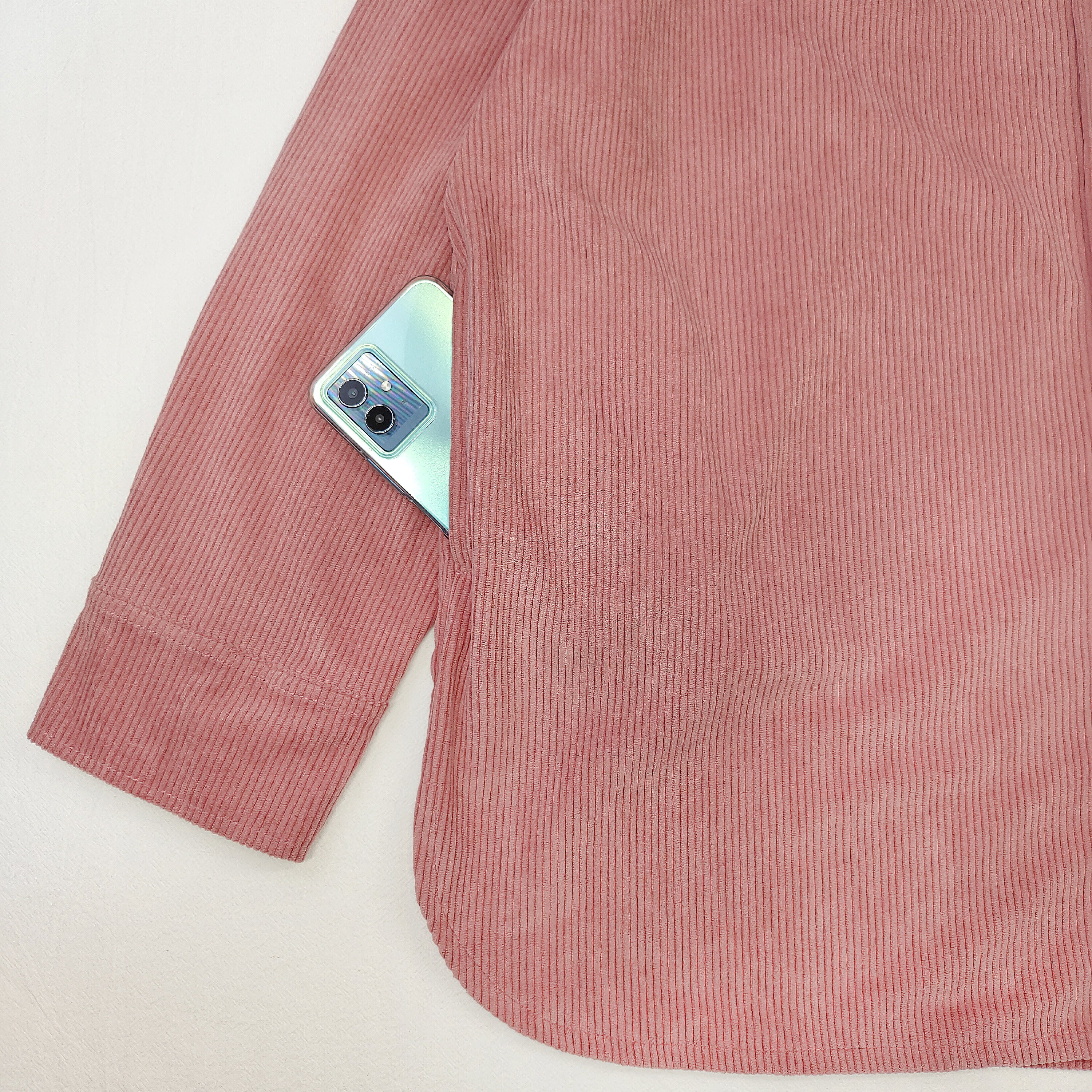 Kawaii Corduroy Button-Up Shirt Women’s Oversized Cartoon Embroidered Jacket Top