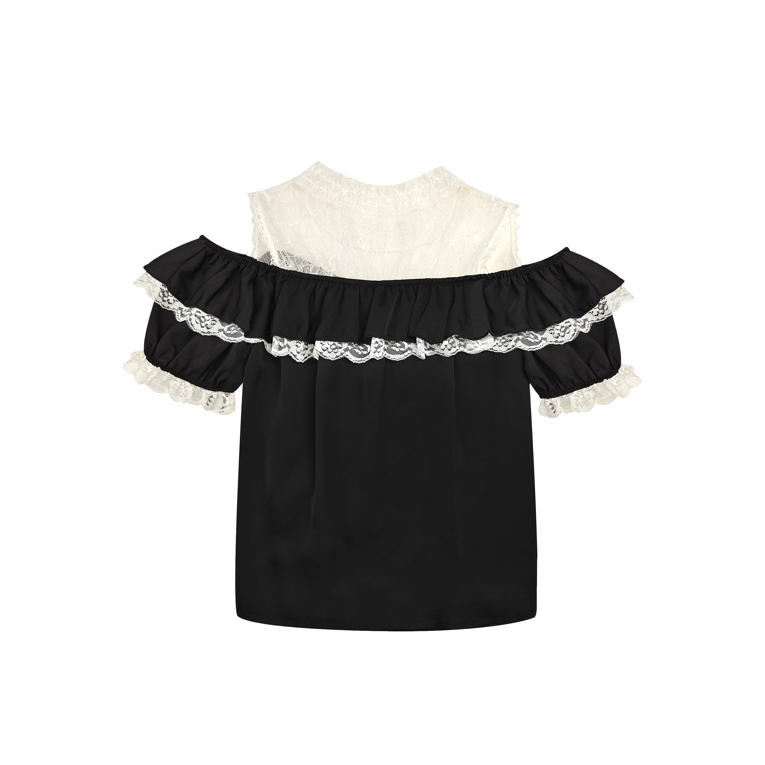 Sweet Lolita Lace Off-Shoulder Blouse with Ruffle Bow Gothic Cute Top Kawaii Ruffle Shirt