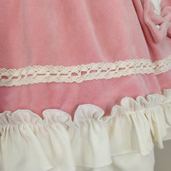 Kawaii Pink Suspender Skirt with Heart Pockets and Ruffle Trim Sweet Lolita Style