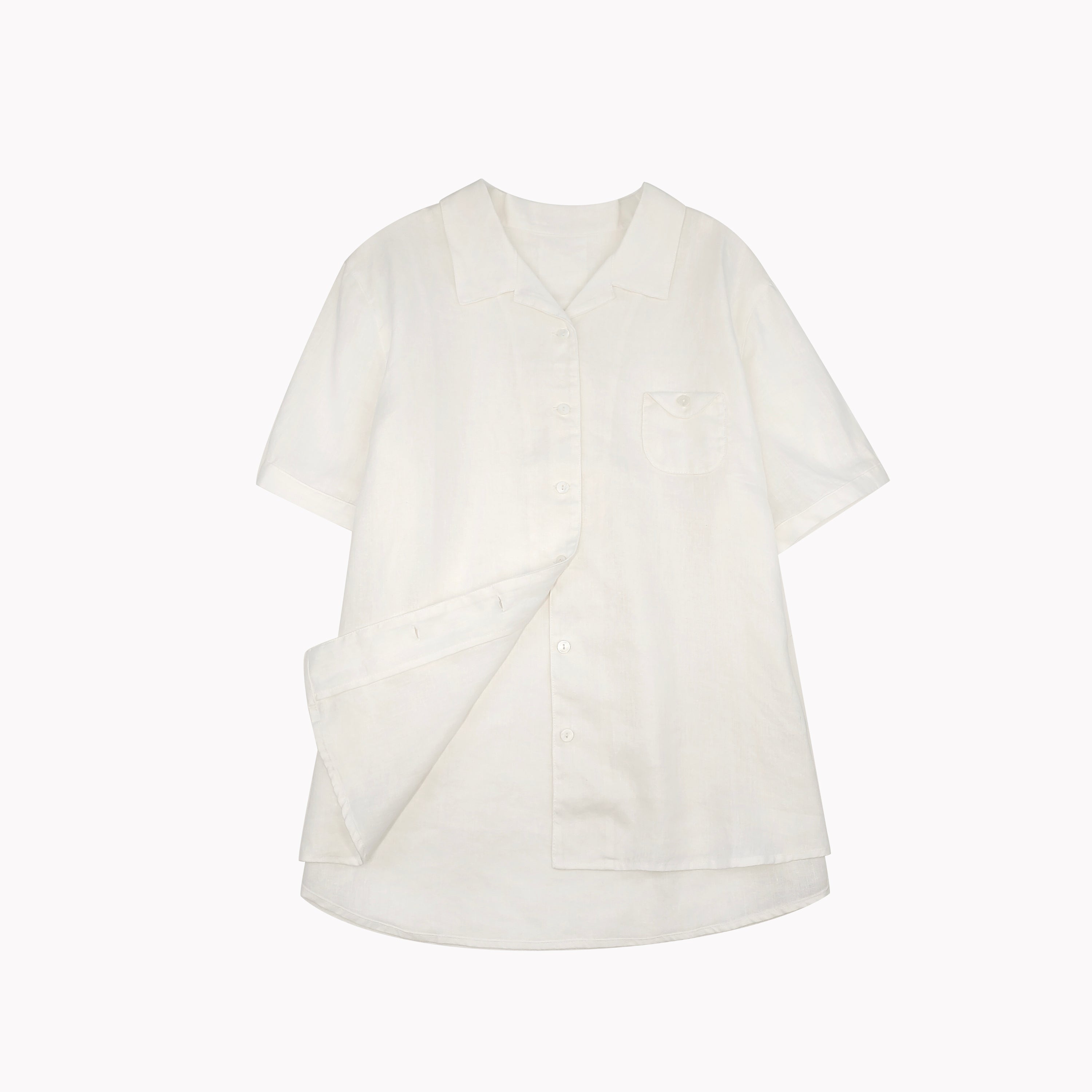 Women's Cotton Linen Button Down Shirt Summer Loose Fit Short Sleeve Blouse with Pocket Casual Vintage Style