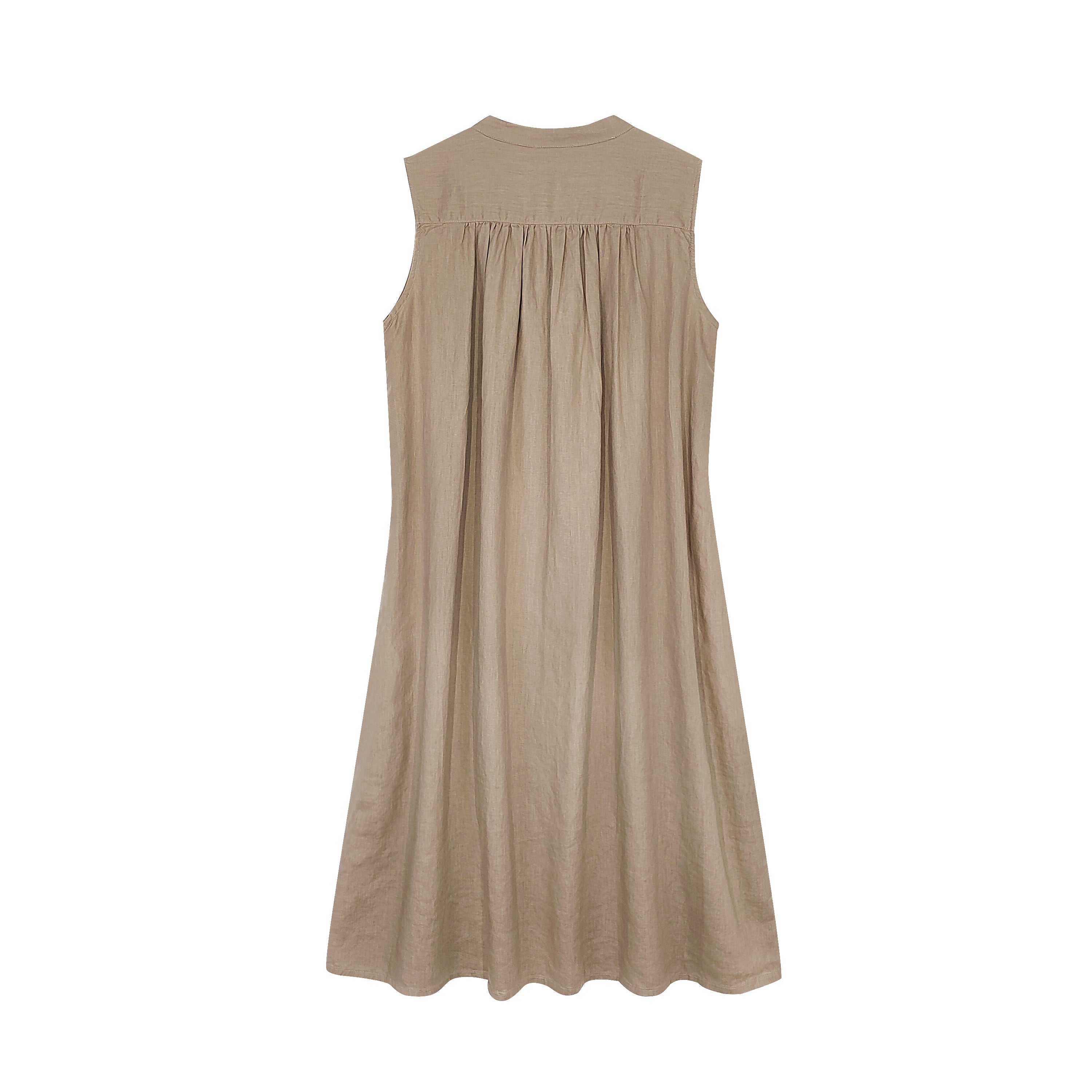 Women’s Sleeveless Cotton Linen Party Dress – Button Down A-Line Summer Midi Dress