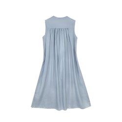 Women’s Sleeveless Cotton Linen Party Dress – Button Down A-Line Summer Midi Dress