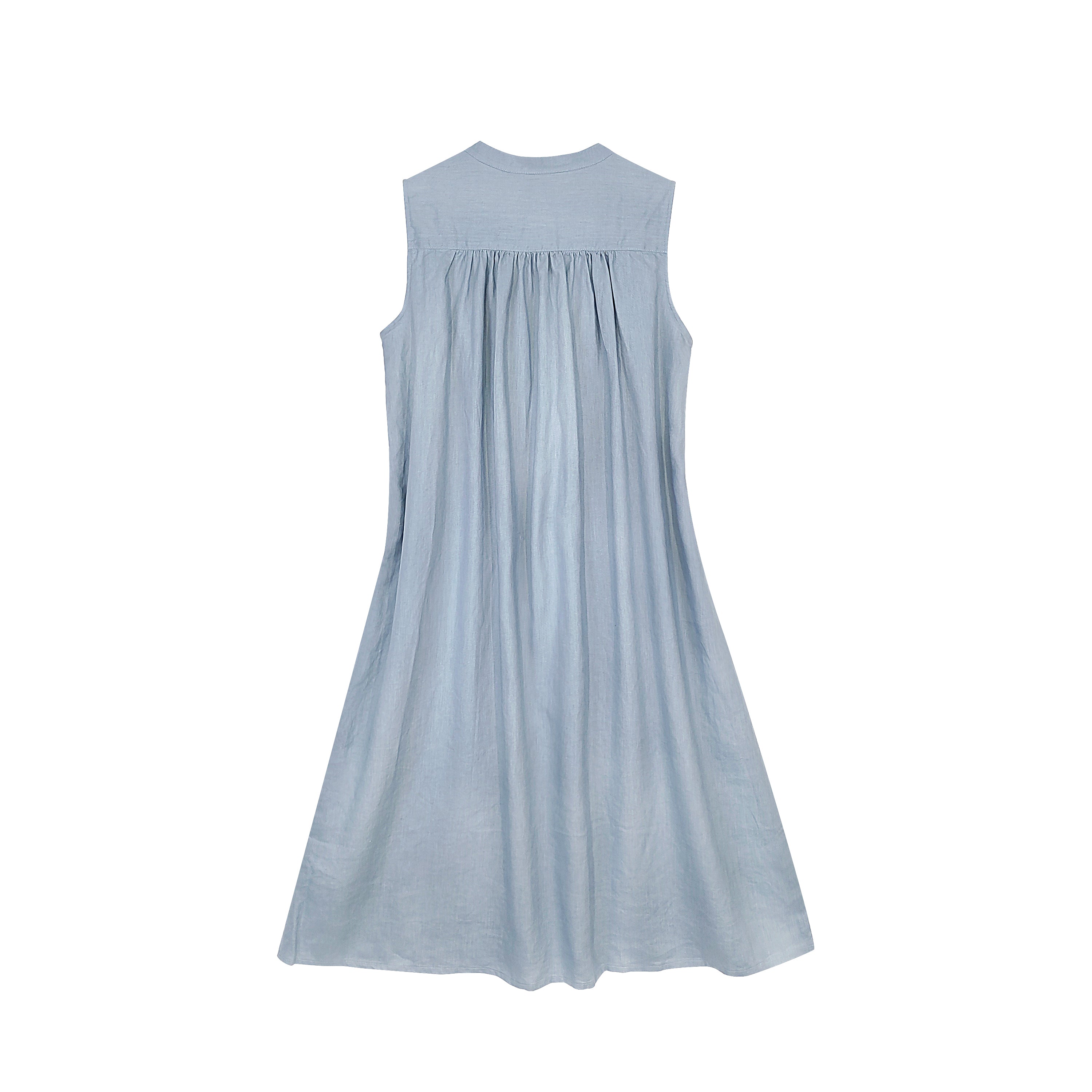 Women’s Sleeveless Cotton Linen Party Dress – Button Down A-Line Summer Midi Dress