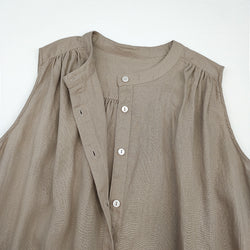 Women’s Sleeveless Cotton Linen Party Dress – Button Down A-Line Summer Midi Dress