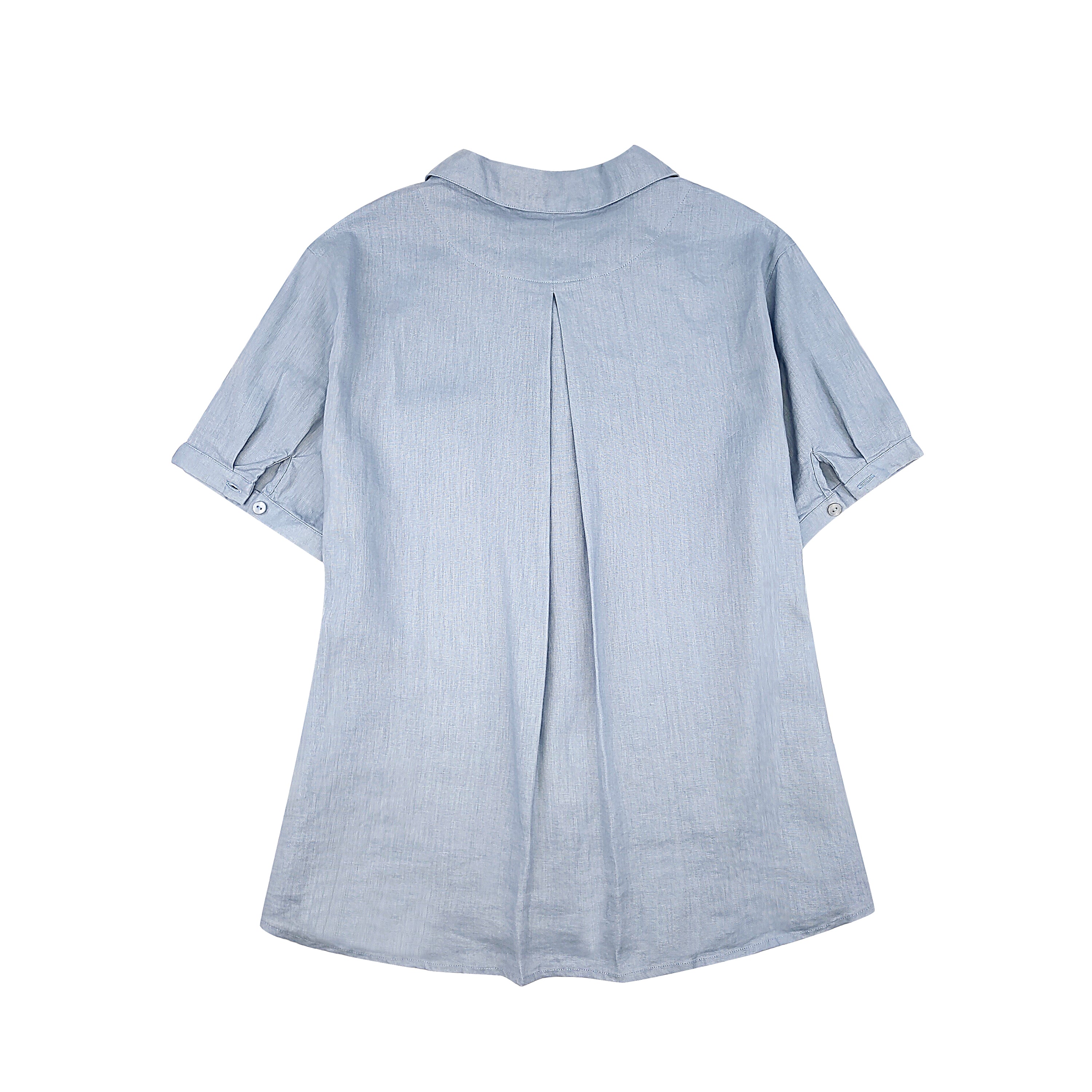 Women's Cotton Linen Button Down Shirt Summer Loose Fit Short Sleeve Blouse with Pocket Casual Vintage Style