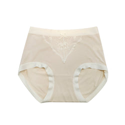 Women's Flower Embroidery Underwear With Bow Soft Cotton Panties