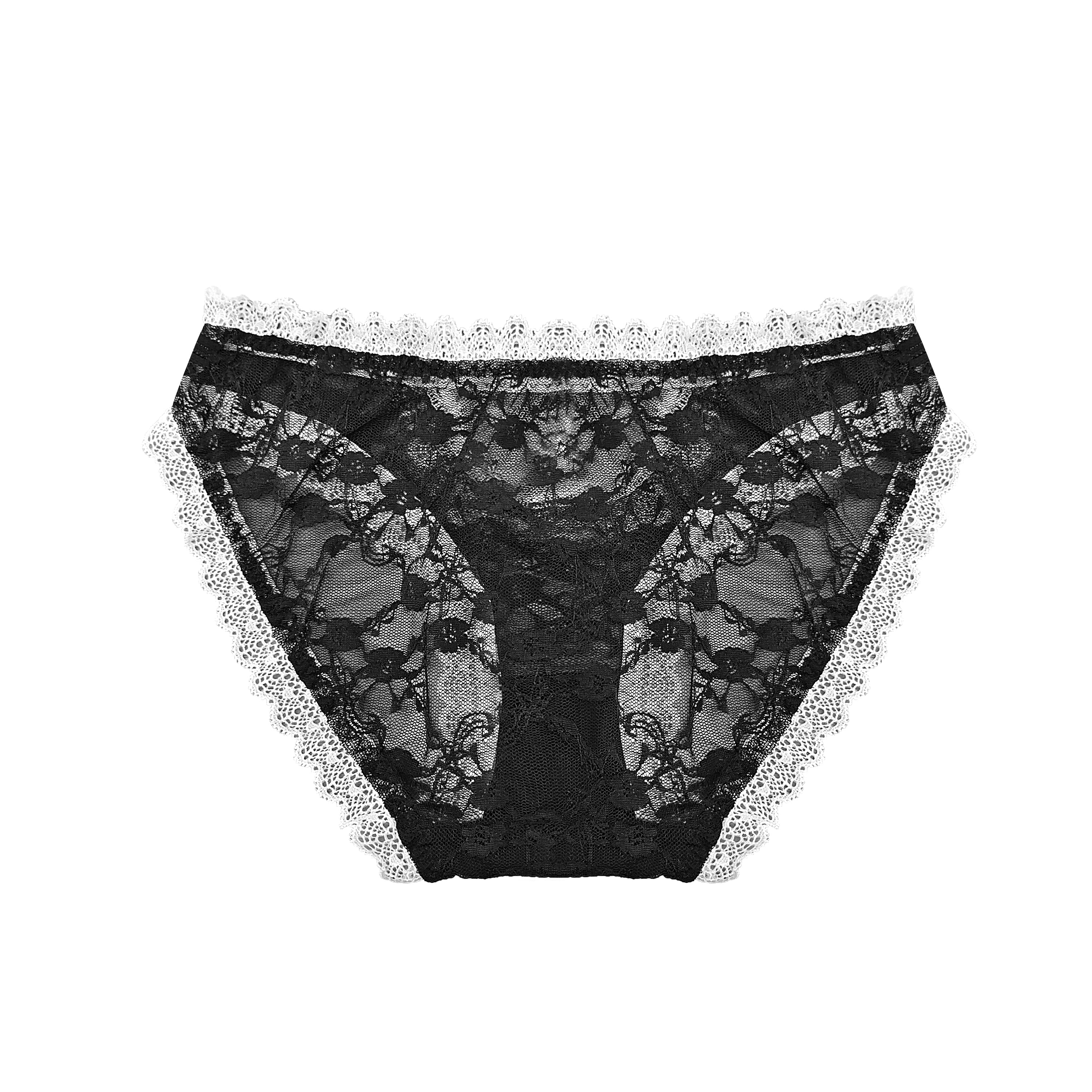5 Packs Black Lace Embroidery Innerwear for Women New Arrived Stitching Bowknot Briefs