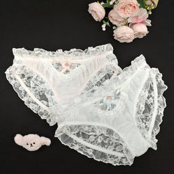 Woman's Panties With Bow Good Quality Sexy Floral Embroidered Lace Briefs 2 Packs